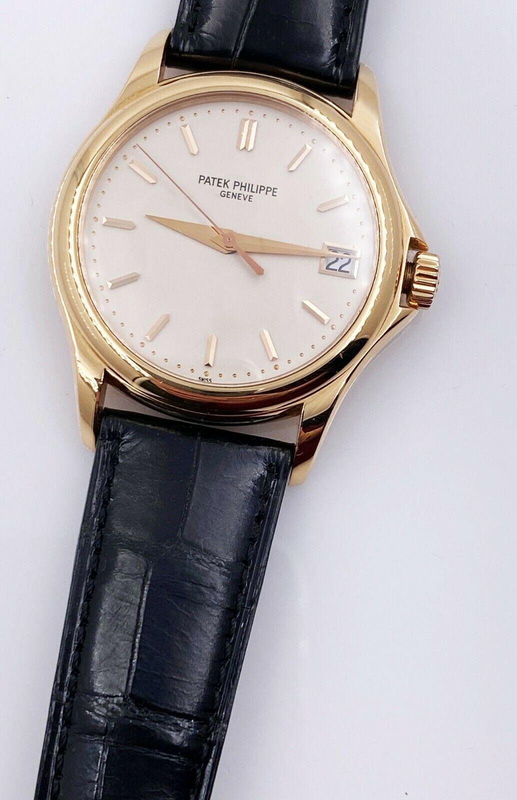 patek philippe calatrava 18k rose gold watch with leather band - 5127r - certified authentic