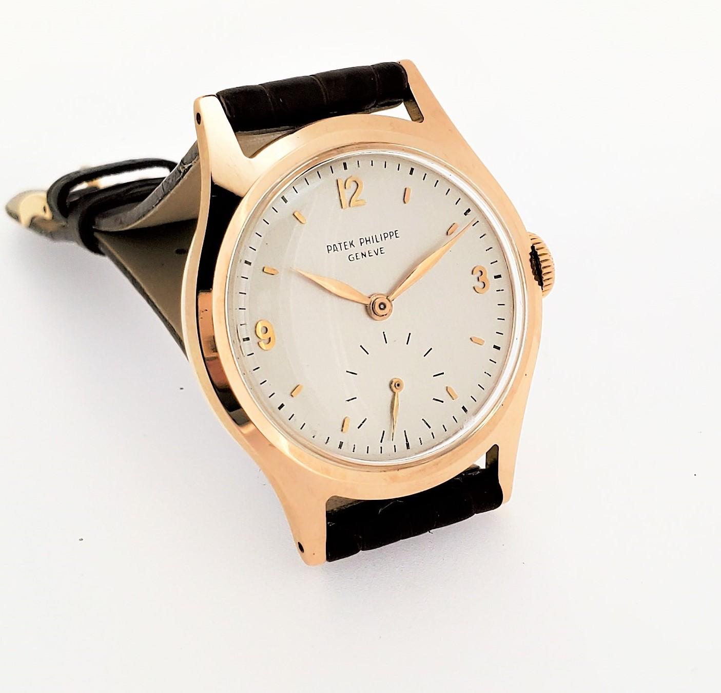 Patek Philippe 565R Vintage Water Resistant Calatrava Rose Gold Watch Circa 1949 For Sale 2