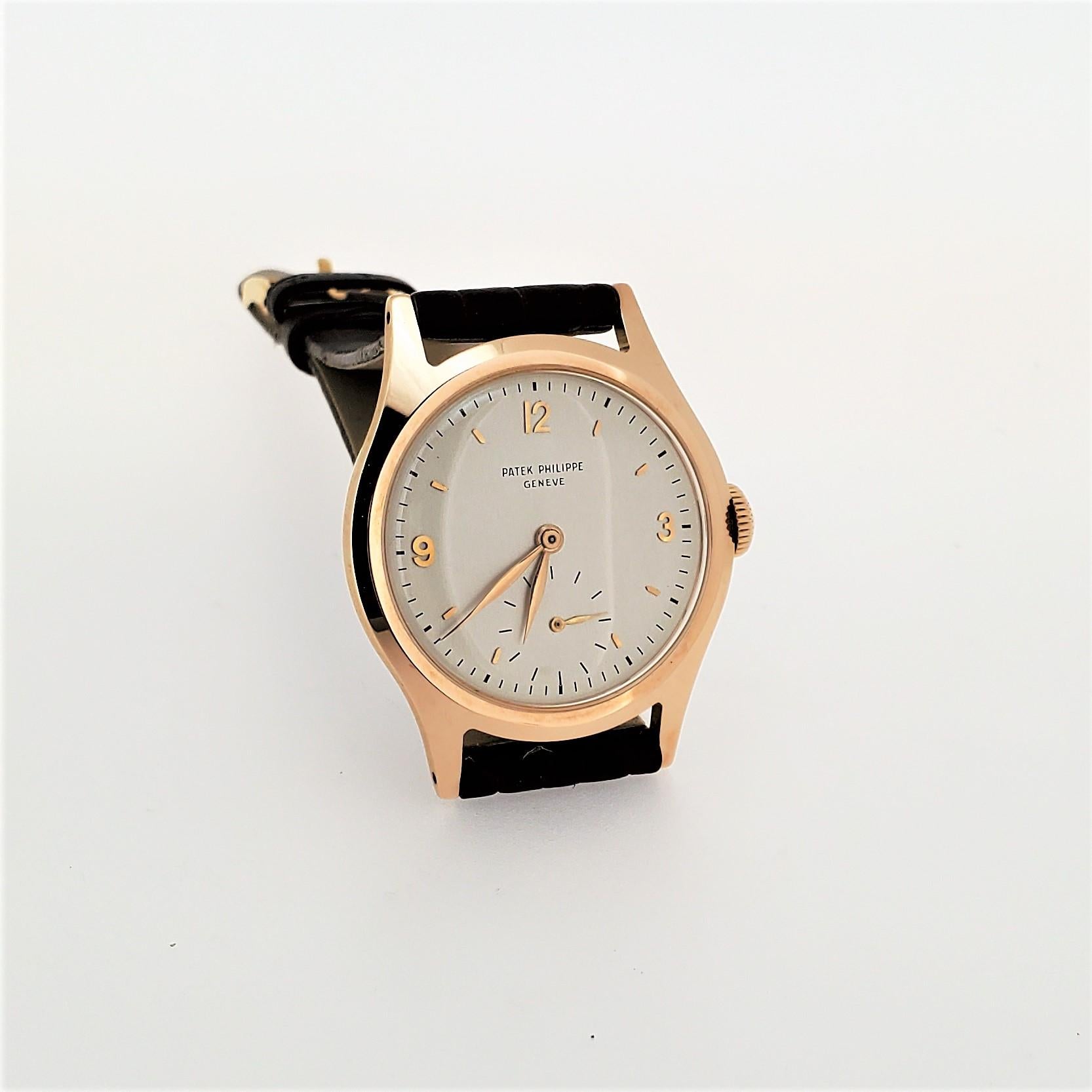 Patek Philippe 565R Vintage Water Resistant Calatrava Rose Gold Watch Circa 1949 en vente 4