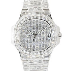 Patek Philippe 5711 18k White Gold All Diamond Pave Watch