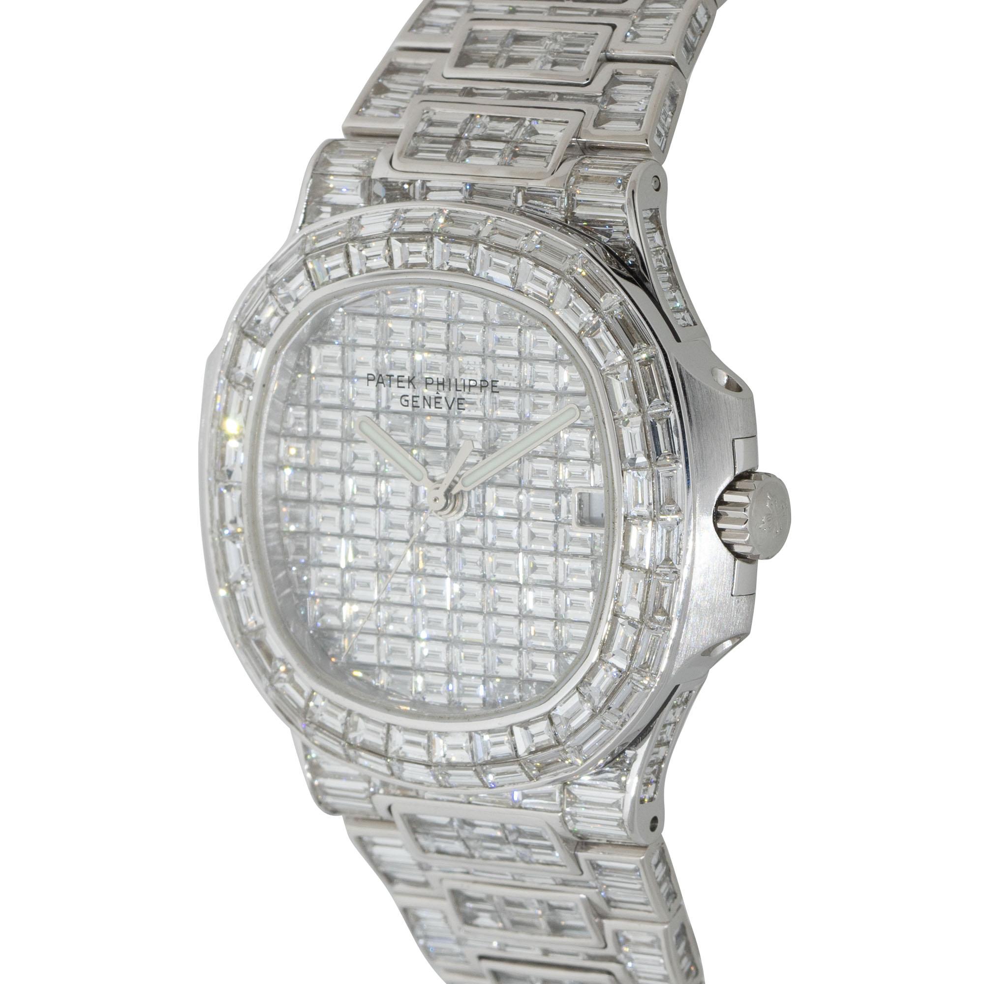 Baguette Cut Patek Philippe 5711 18k White Gold All Diamond Pave Watch