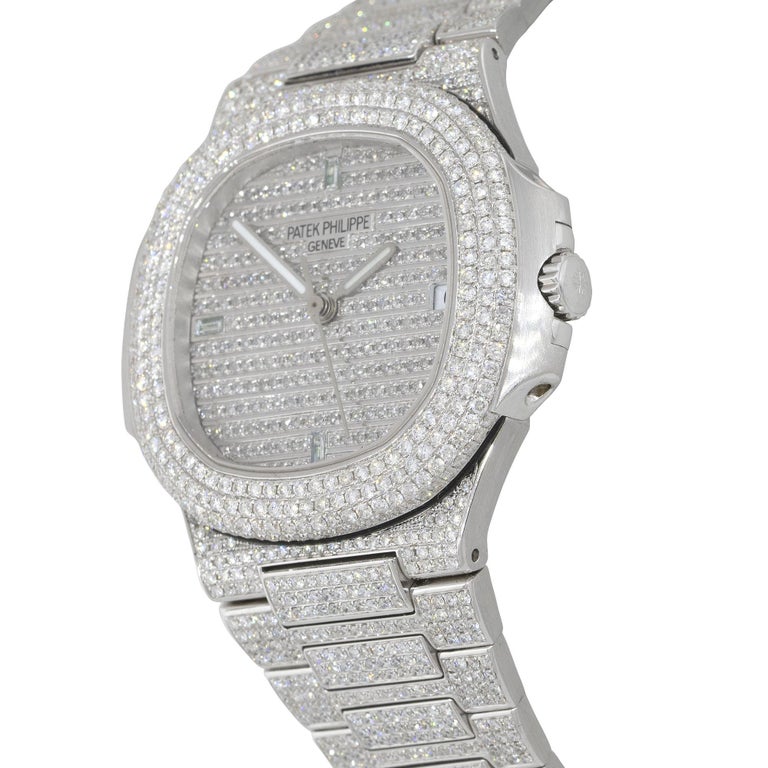 Patek Philippe 5711 All Diamond Watch 18 Karat in Stock In Excellent Condition For Sale In Boca Raton, FL