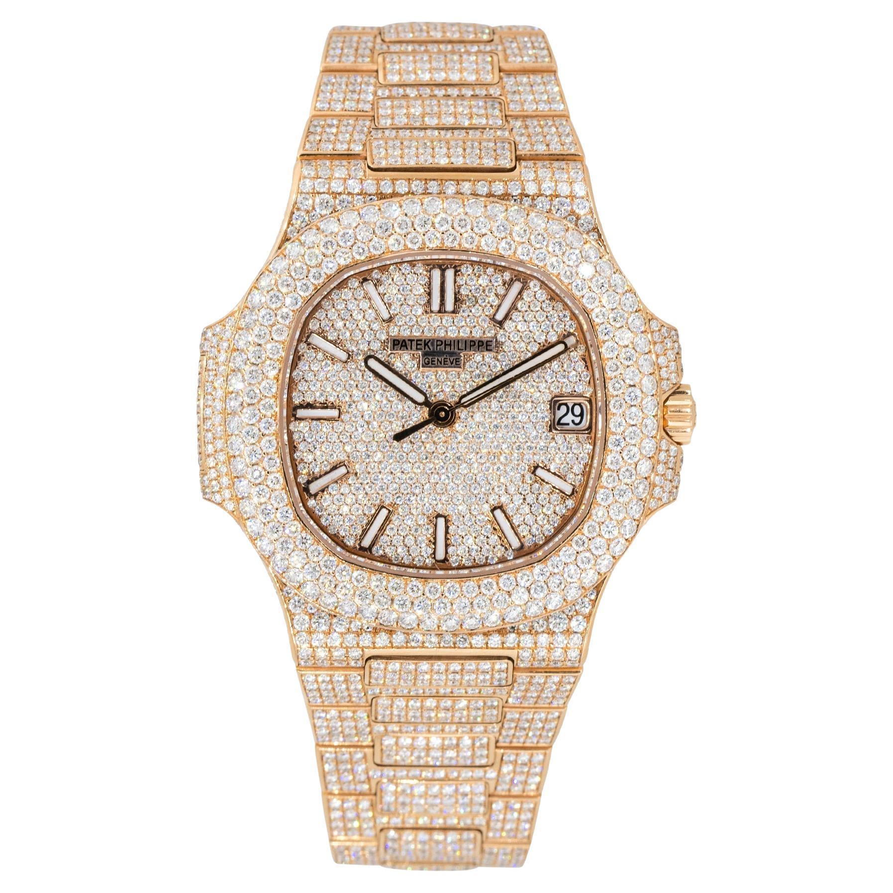 Patek Philippe 5711 Nautilus 18 Karat Rose Gold All Diamond Watch