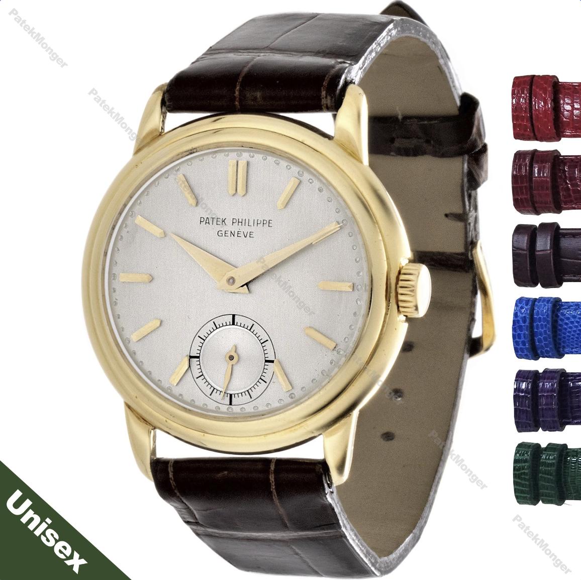 Introduction:
This Patek Philippe 592J Calatrava watch has a 33mm round double bezel case with a 12-120 P S caliber movement, #829836 and case #620810.  Multiple strap options are available.

Date & Paperwork: 
The watch was made in 1940, confirmed