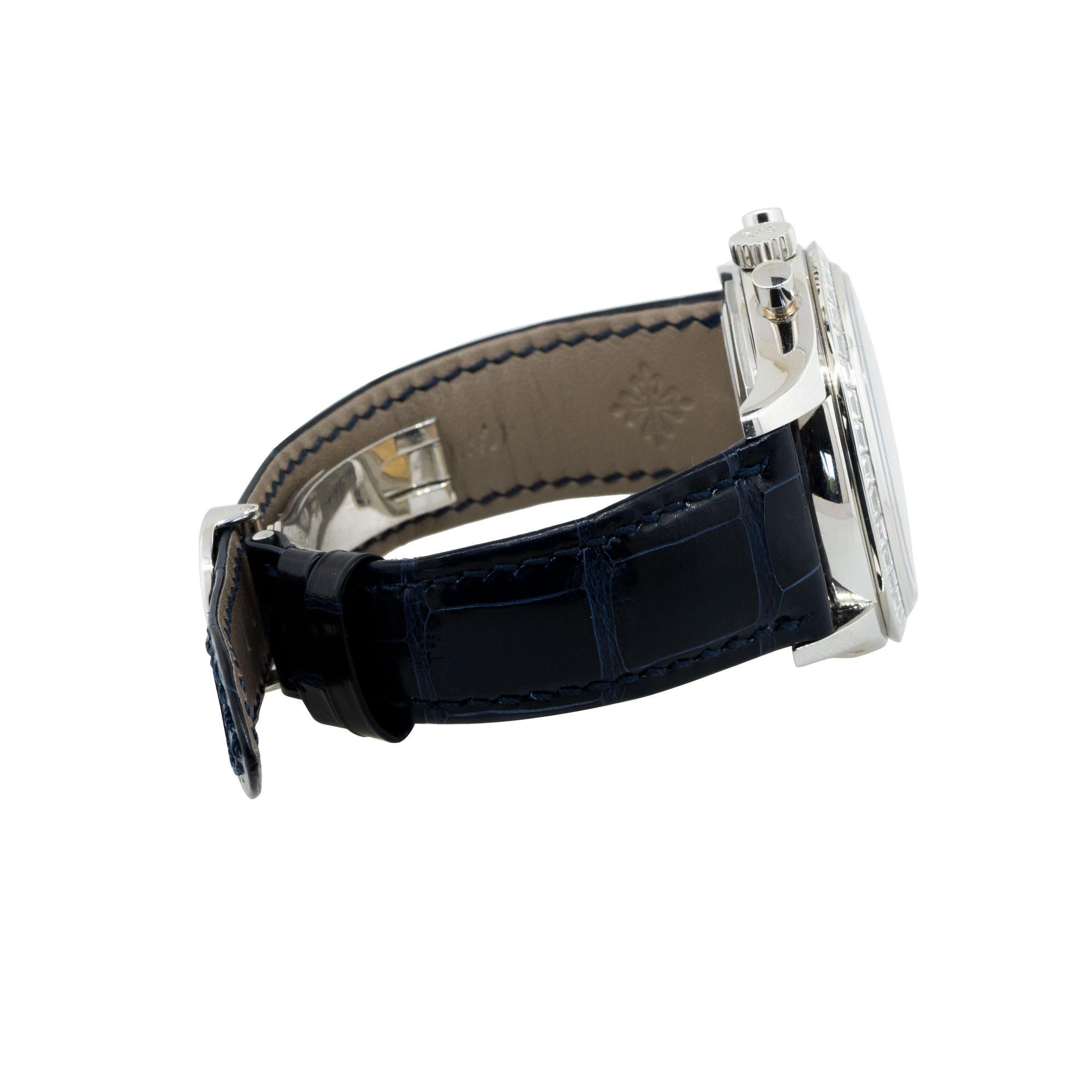 Baguette Cut Patek Philippe 5961P Complications Platinum Blue Annual Calendar Dial Watch