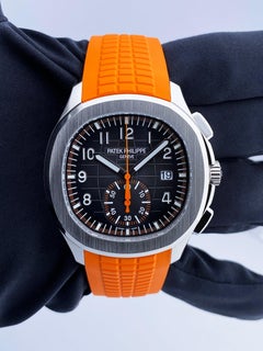 Patek Philippe 5968A Aquanaut Chronograph Orange Strap Mens Watch Box Papers