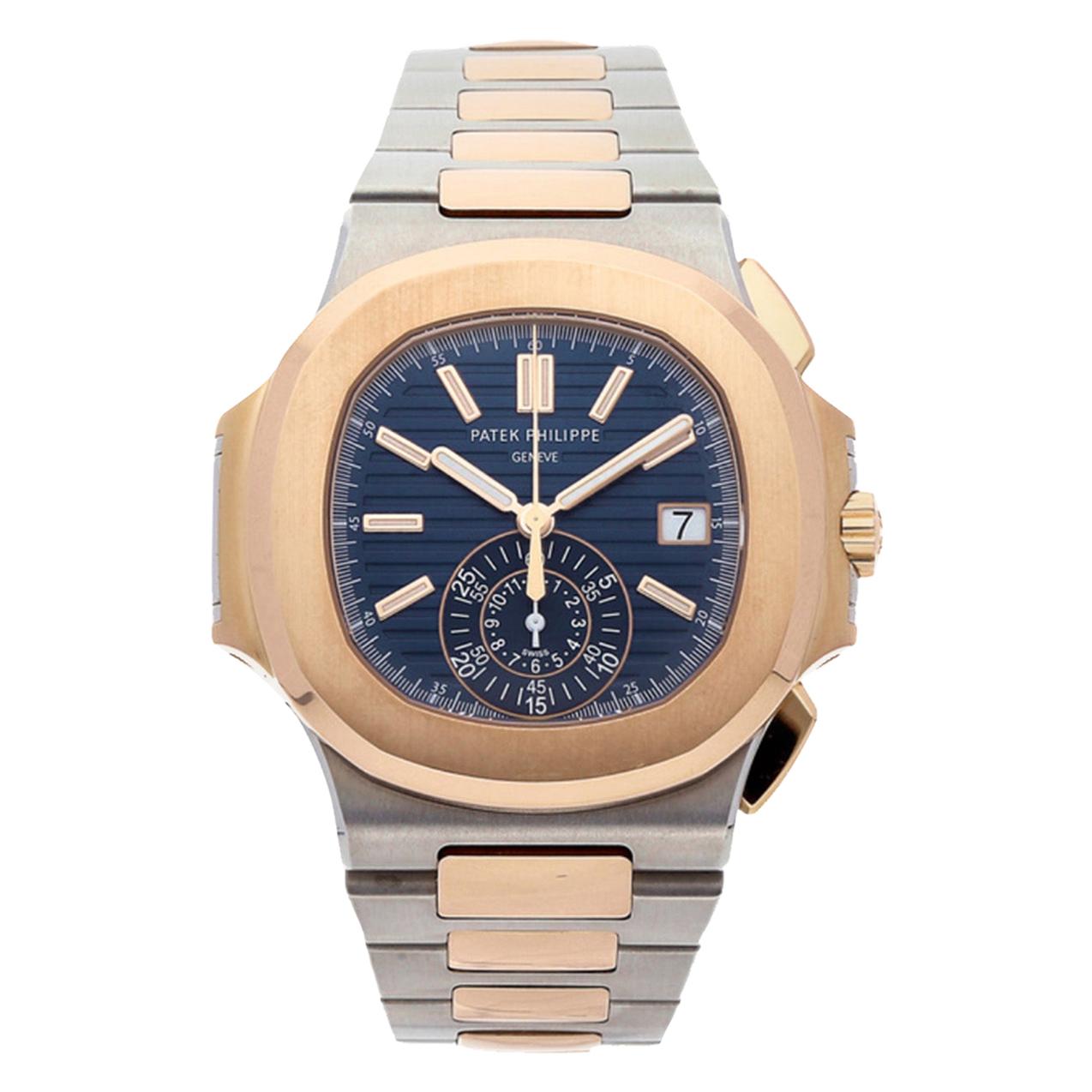 Patek Philippe 5980/1AR-001 Chronograph Two-Tone Blue Dial Watch 40.5MM Watch