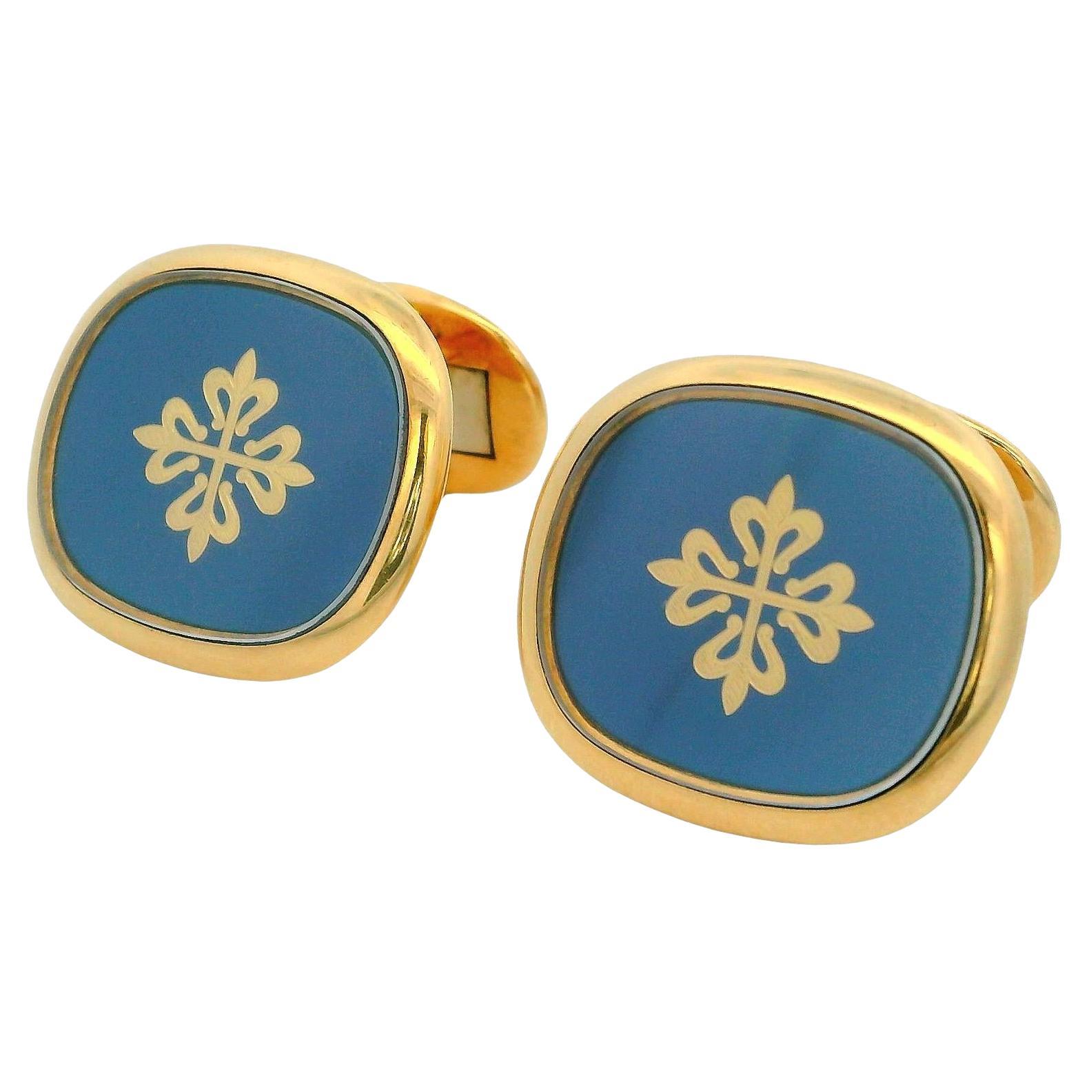 Gemelos Patek Philippe 9002 Elipse de Calatrava en oro amarillo de 18 quilates y esmalte en venta