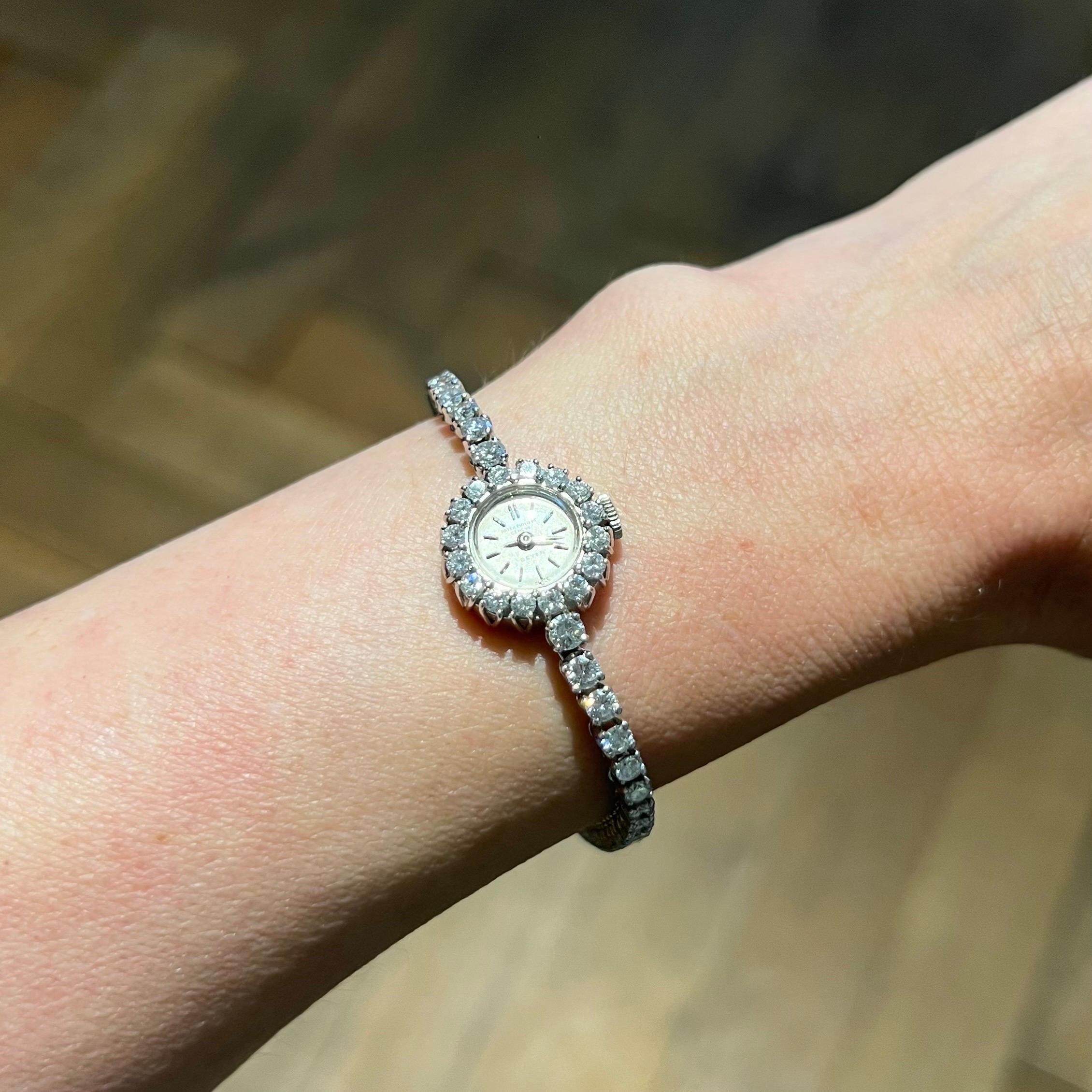 Patek Philippe 950 Platinum and Diamond Ladies Wrist Watch, circa 1950s 3