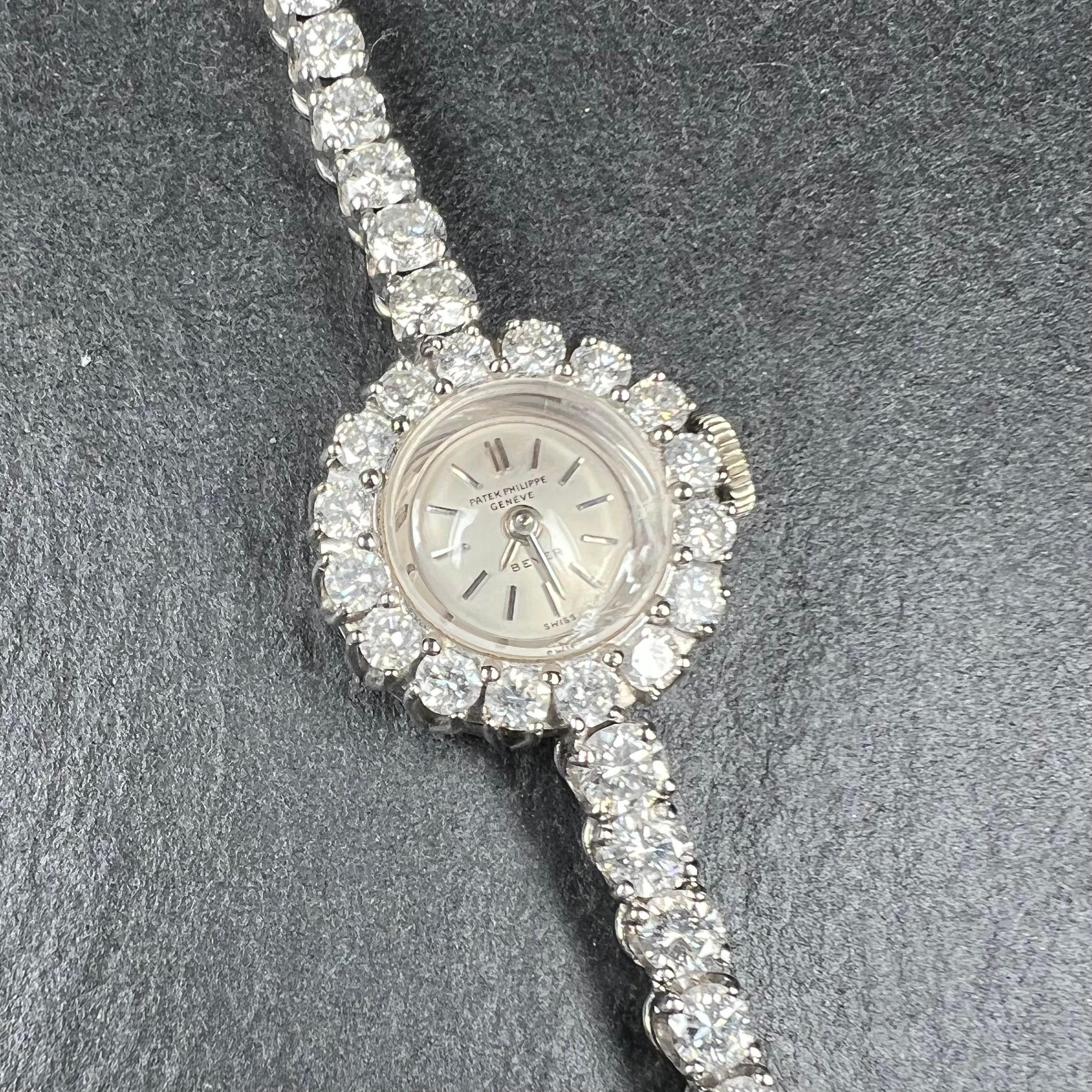 Women's Patek Philippe 950 Platinum and Diamond Ladies Wrist Watch, circa 1950s