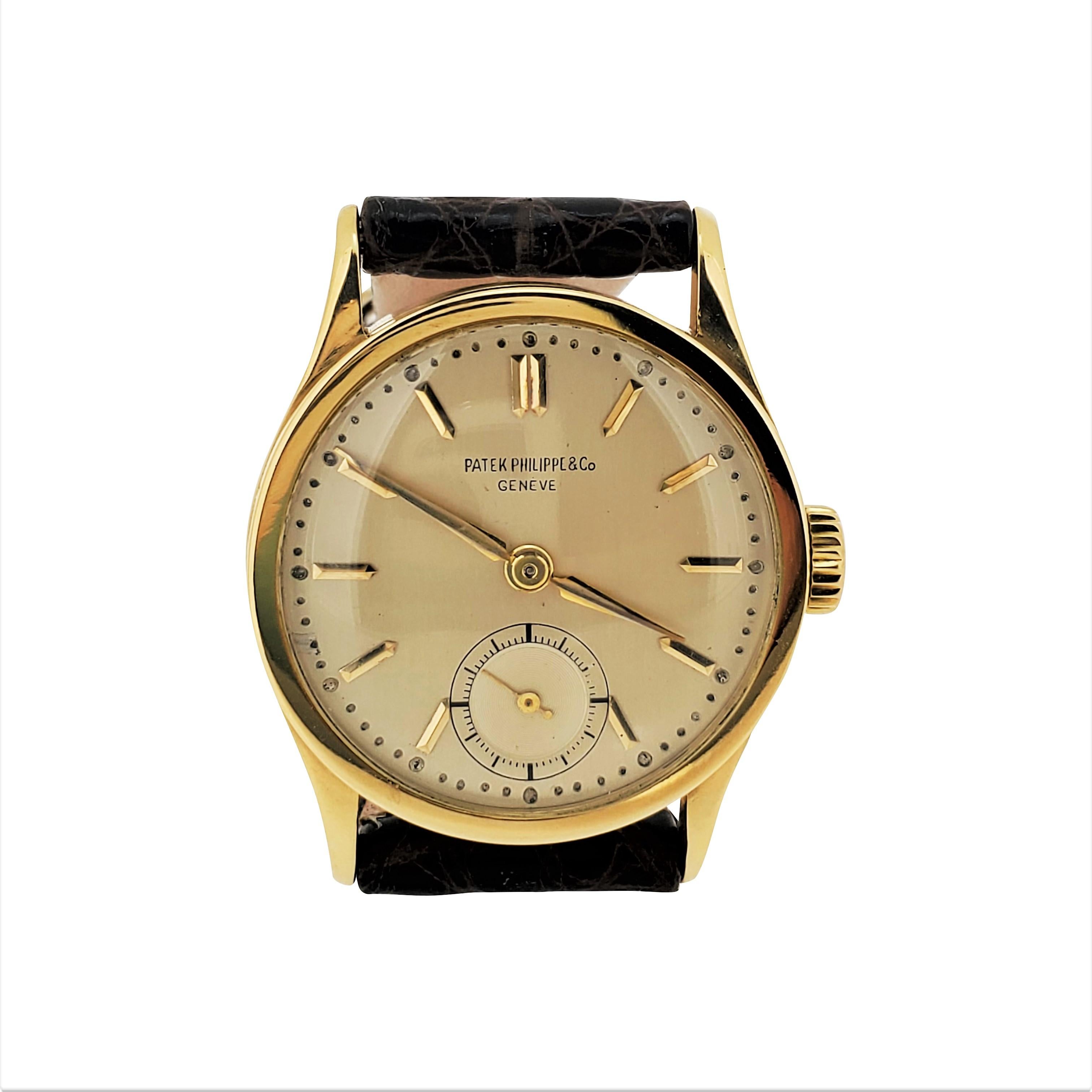 Patek Philippe 96J;  the 1st Calatrava Watch with the Long Signature, Circa 1949 In Excellent Condition In Santa Monica, CA