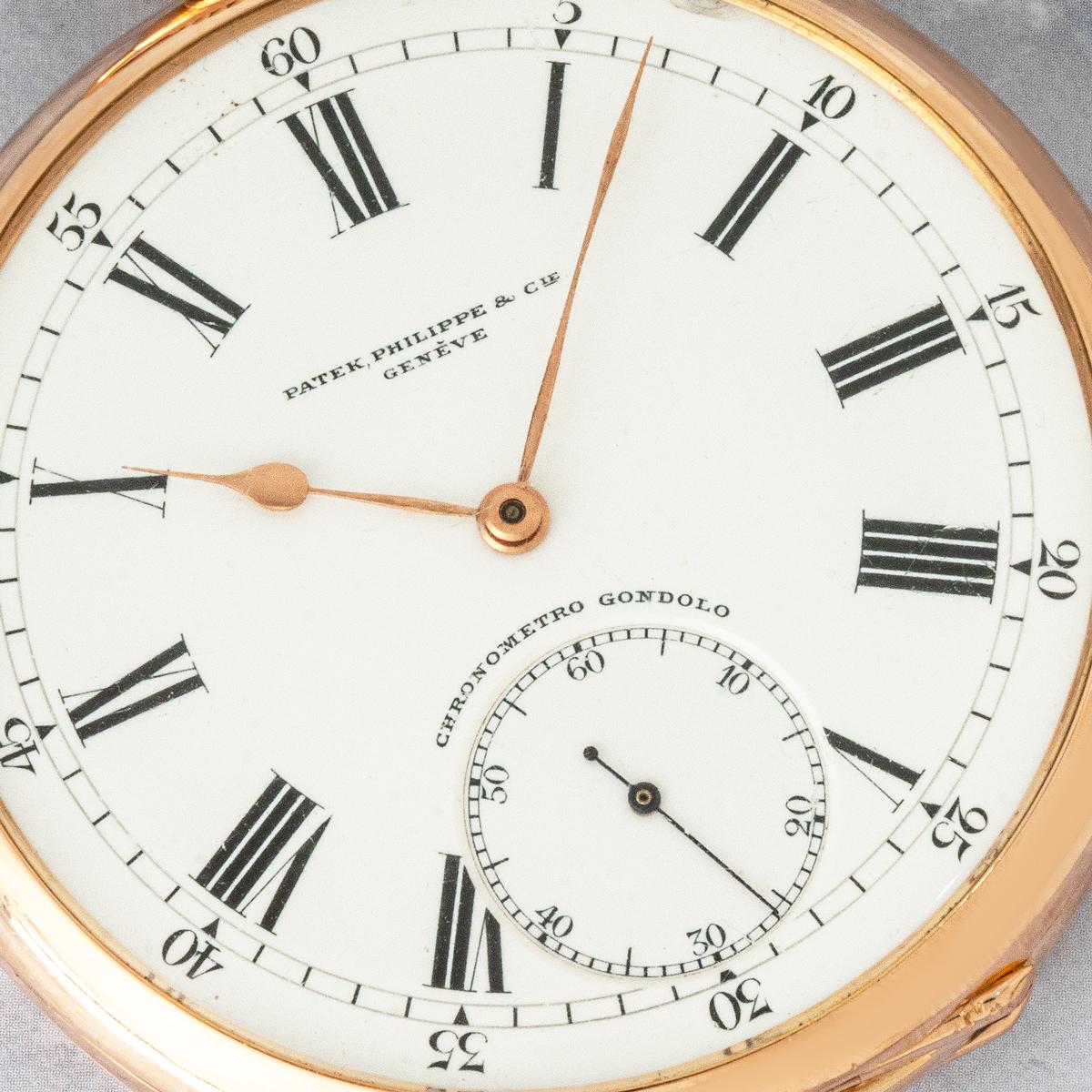 Patek Philippe. A Gondolo Rose Gold Keyless Lever Pocket Watch C1900s In Excellent Condition For Sale In London, GB