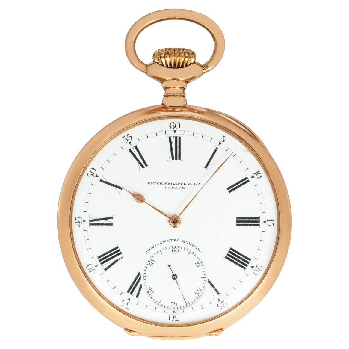 Patek Philippe. A Gondolo Rose Gold Keyless Lever Pocket Watch C1900s For Sale