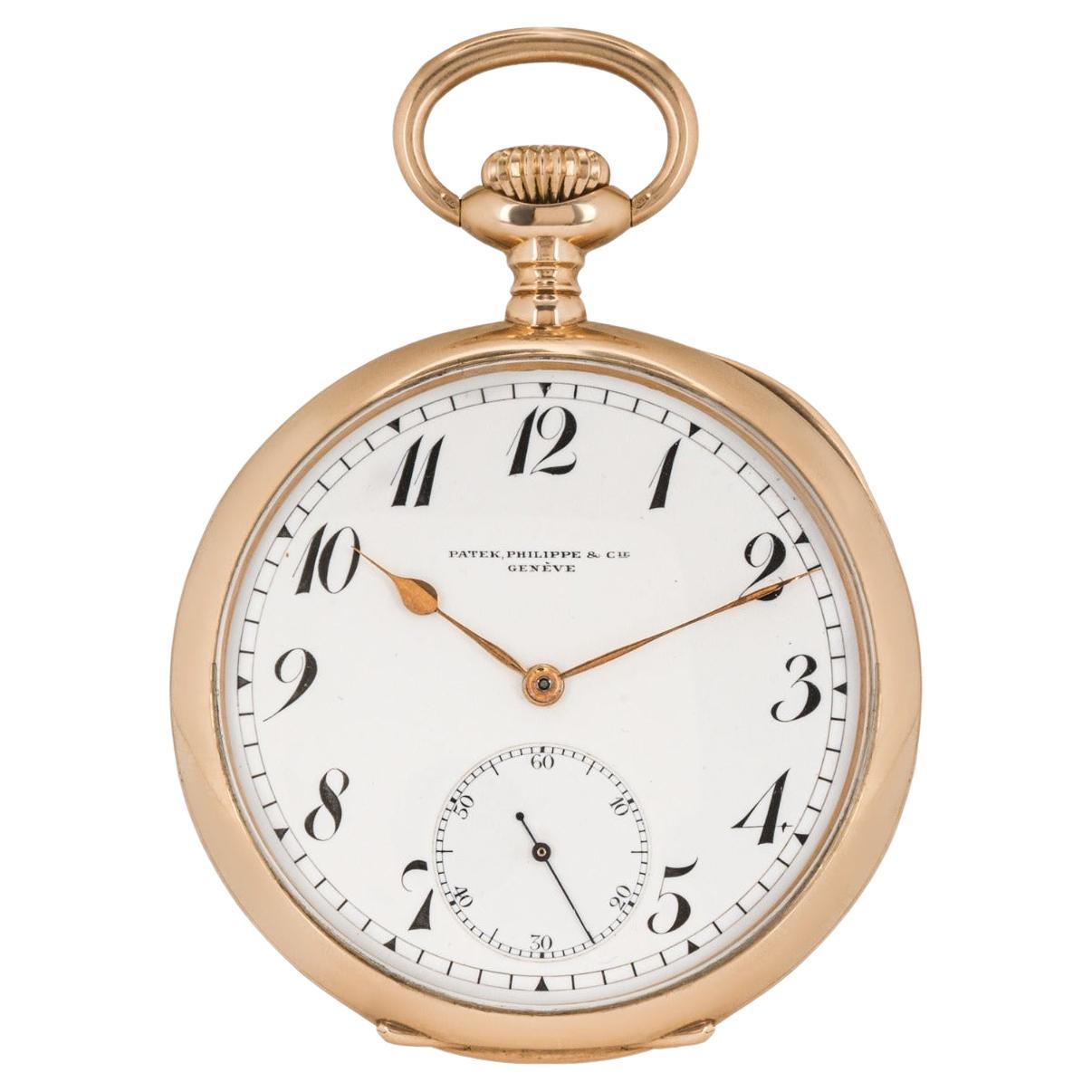 Patek Philippe. A Rare 14CT Rose Gold Keyless Lever Open Face Pocket Watch C1911