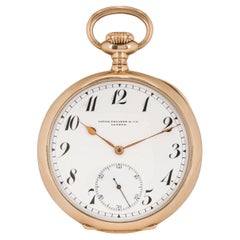 Patek Philippe. A Rare 14CT Rose Gold Keyless Lever Open Face Pocket Watch C1911