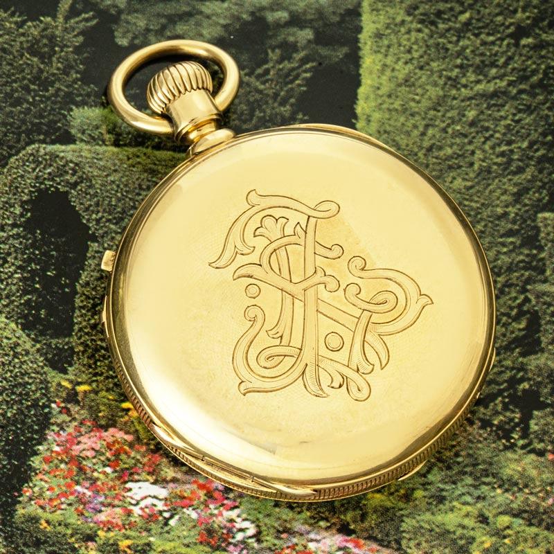 Patek Philippe. A Rare Gold Chronograph Date Pocket Watch C1868 For Sale 3