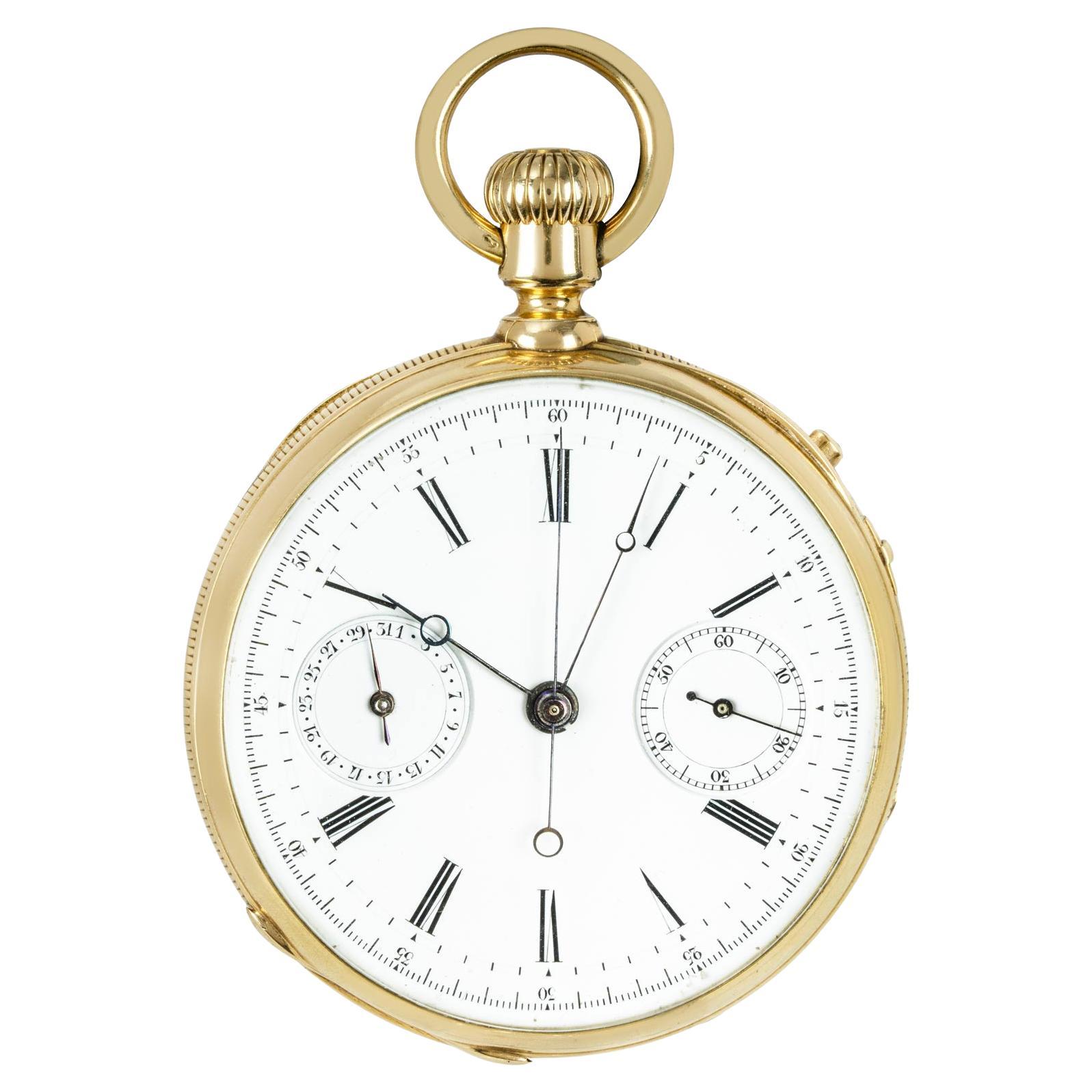 Patek Philippe. A Rare Gold Chronograph Date Pocket Watch C1868