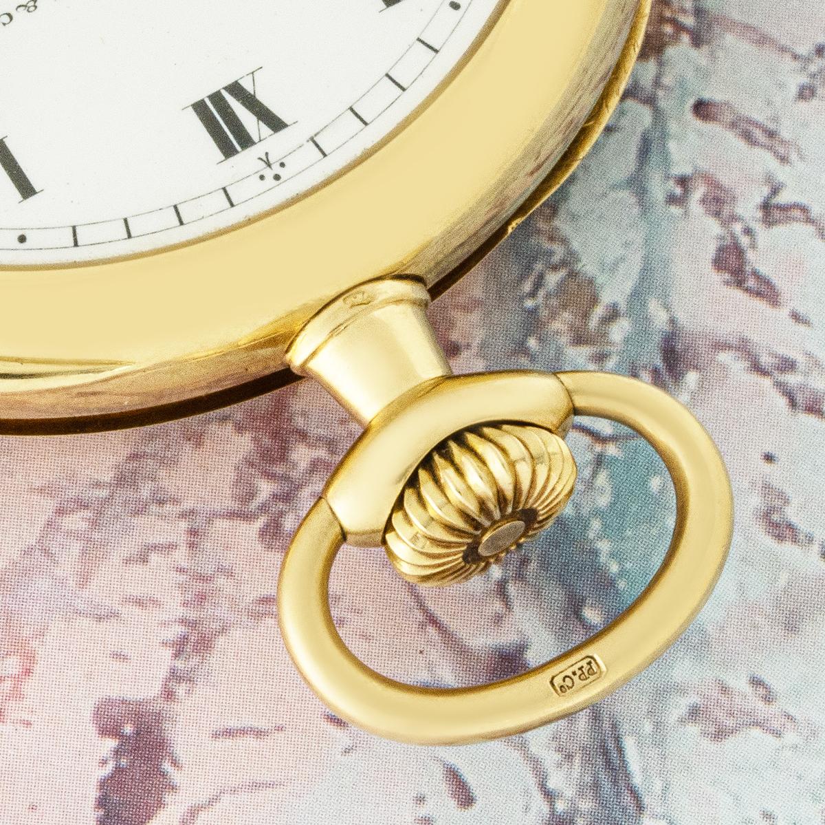 Patek Philippe 18ct Yellow Gold Open Face Keyless Lever Pocket Watch with a rare white enamel dial C1890s.

Dial: A beautiful white enamel dial fully signed Patek Philippe & Cie Geneve with a Roman numeral dial which is very rare, because the
