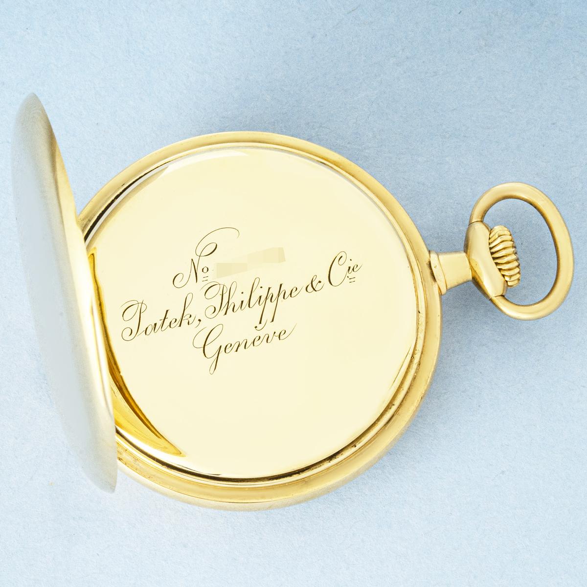 Patek Philippe. A Rare Gold Open Face Pocket watch and Chain C1890 For Sale 1