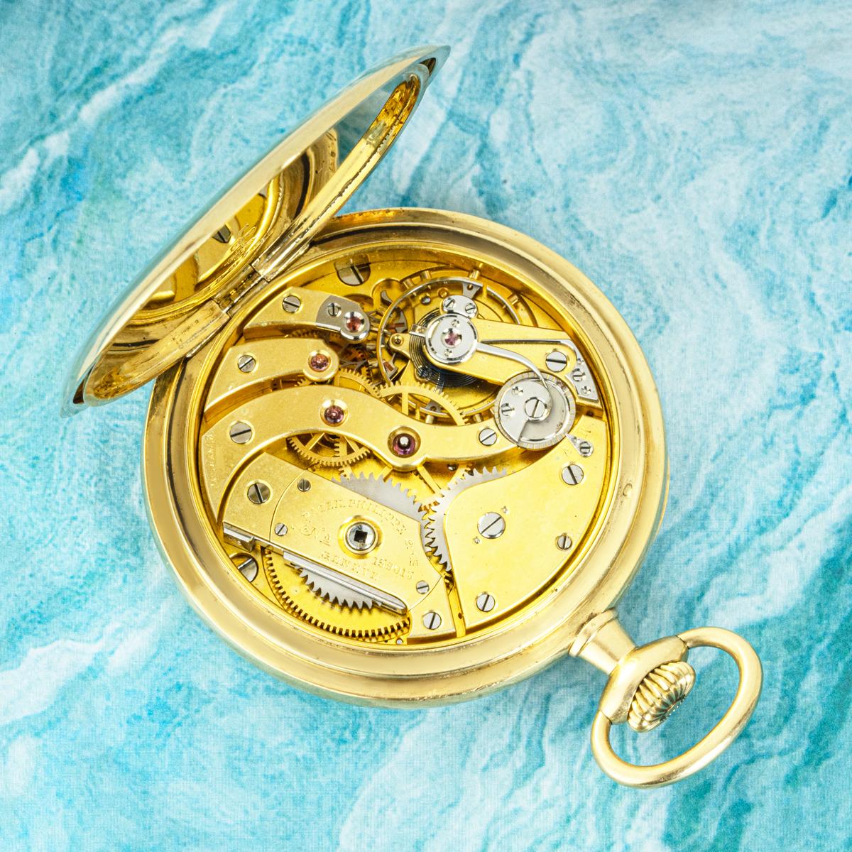Patek Philippe. A Rare Gold Open Face Pocket watch and Chain C1890 For Sale 2