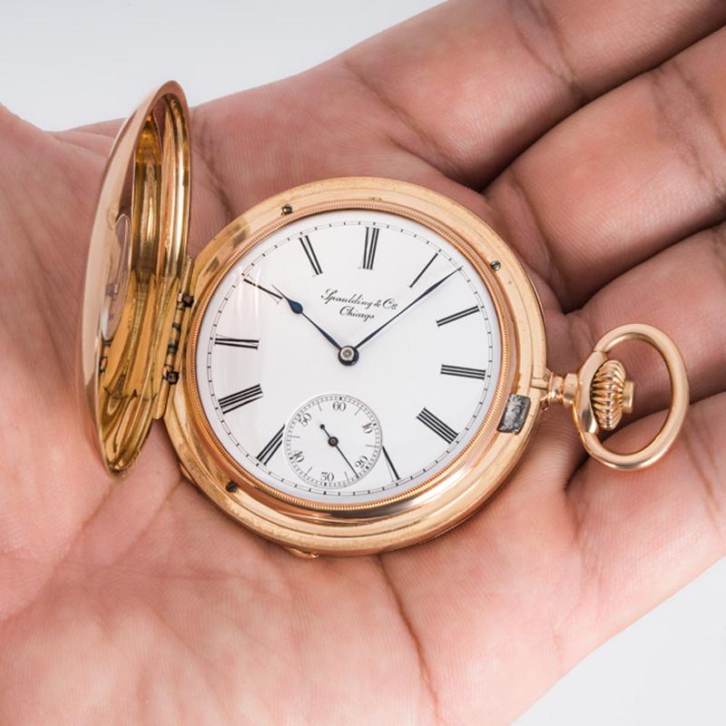 Patek Philippe. A Rose Gold Double Name Spaulding & Co Half Pocket Watch C1888 For Sale 3