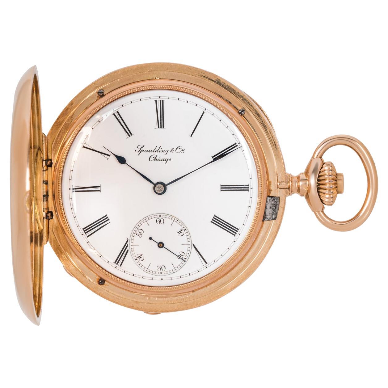 Patek Philippe. A Rose Gold Double Name Spaulding & Co Half Pocket Watch C1888 For Sale