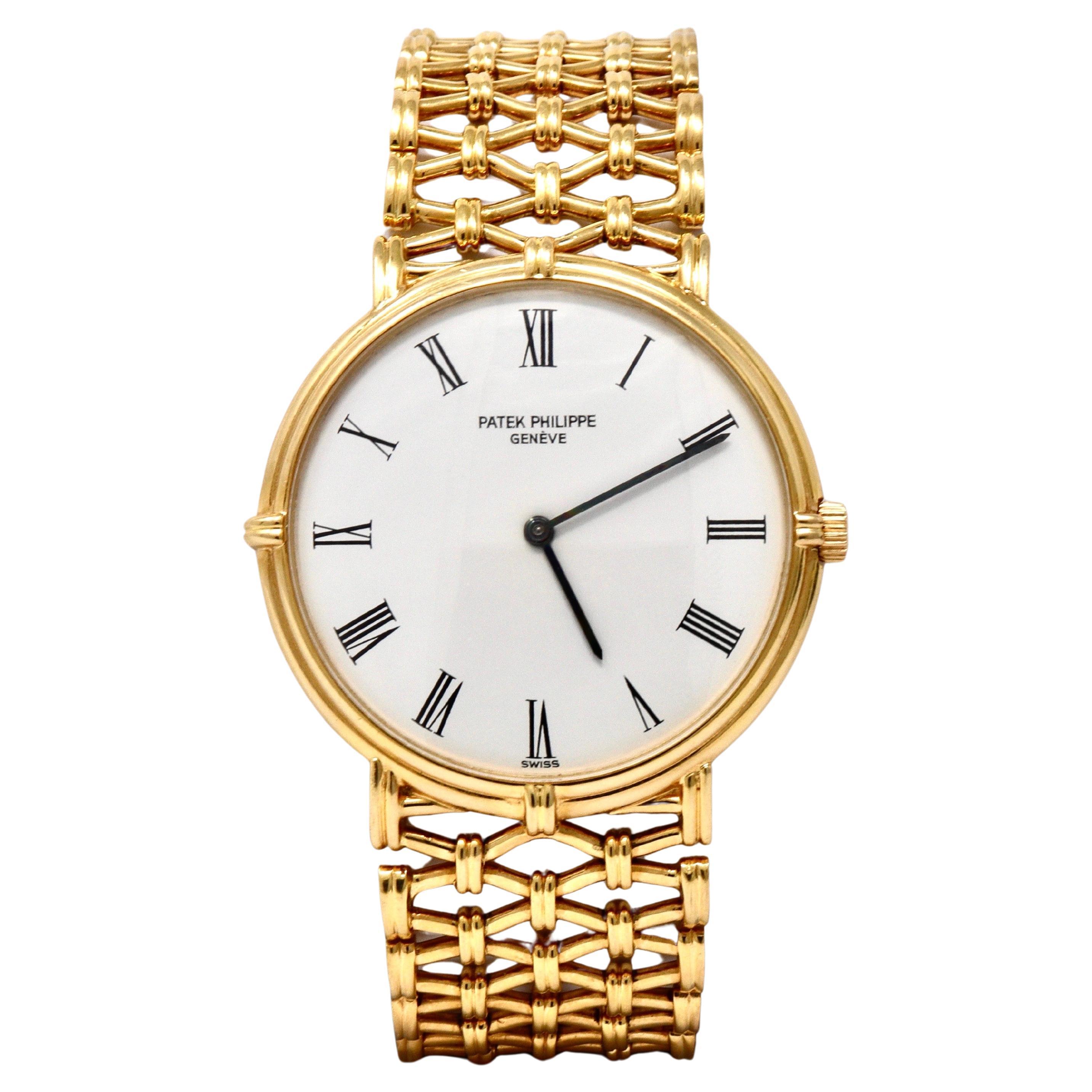 Patek Philippe, A Very Rare Calatrava 18K Yellow Gold Bracelet Watch, Ref 3821/1 For Sale