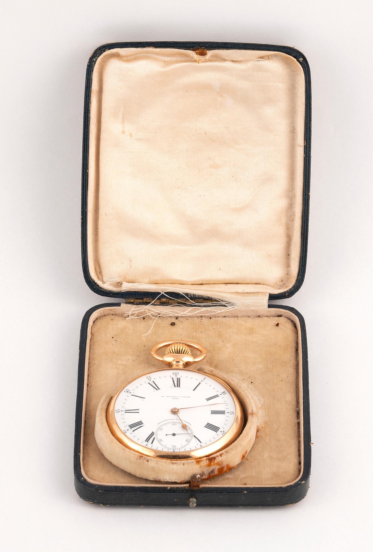 Patek Philippe, an 18 Karat Gold Keyless Wind Open Face Pocket Watch In Excellent Condition In Firenze, IT