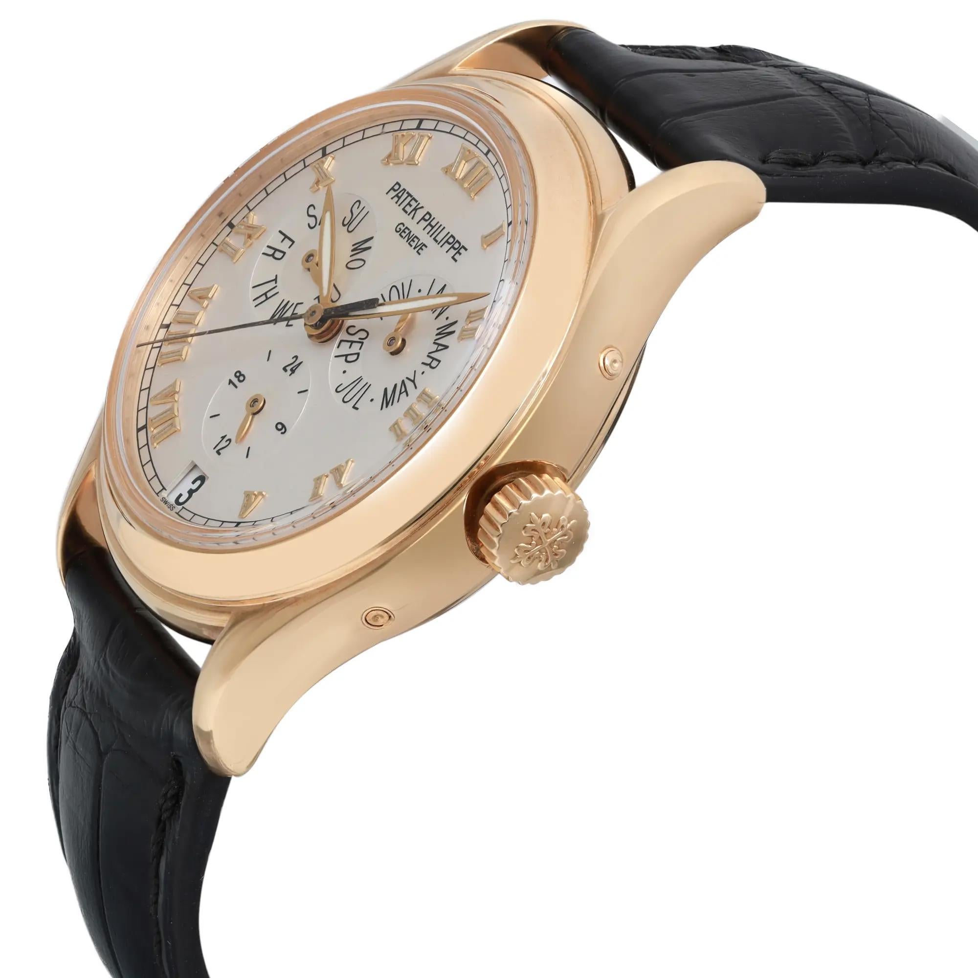 Patek Philippe Annual Calendar 18k Yellow Gold Silver Dial Men Watch 5035J Bon état - En vente à New York, NY