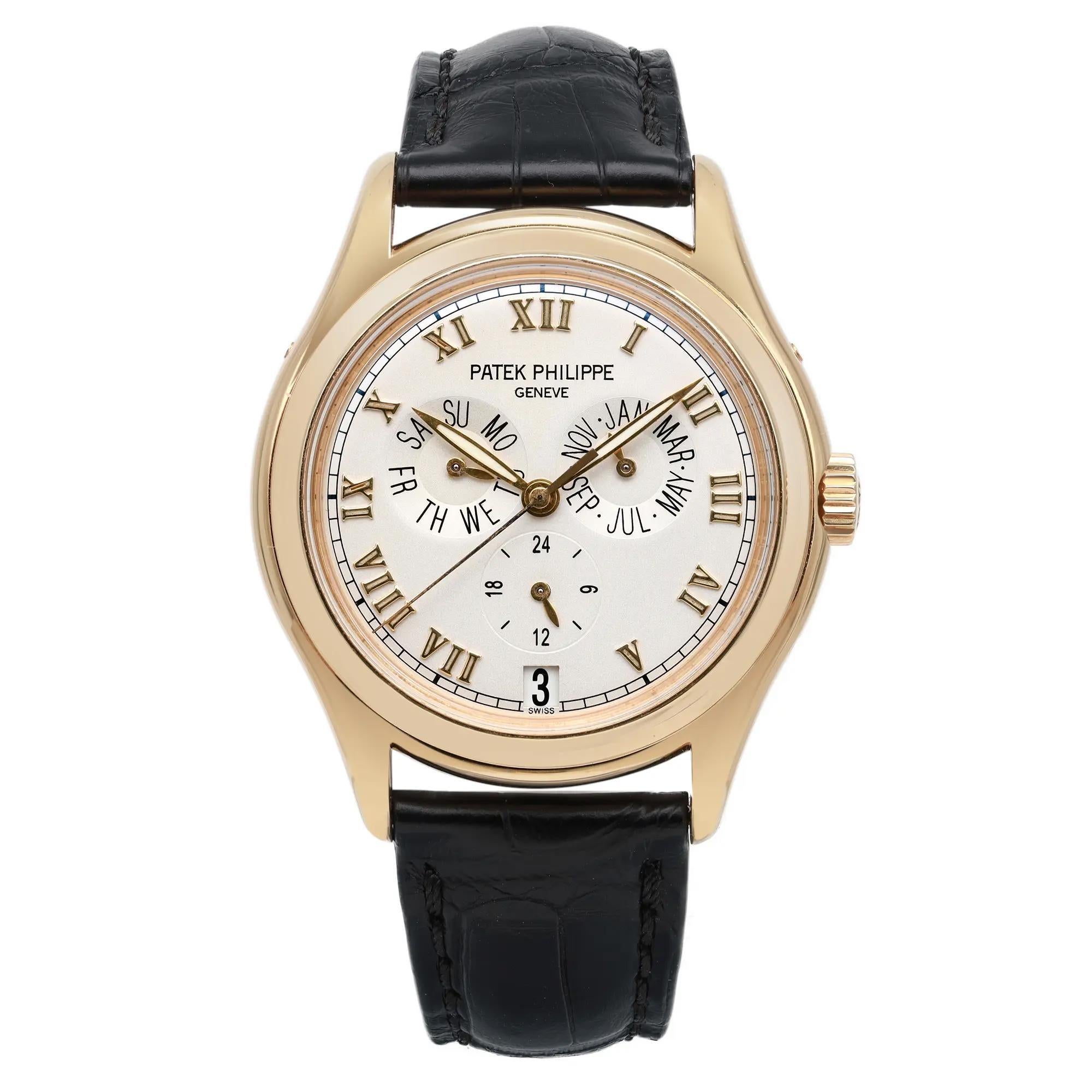 Patek Philippe Annual Calendar 18k Yellow Gold Silver Dial Men Watch 5035J