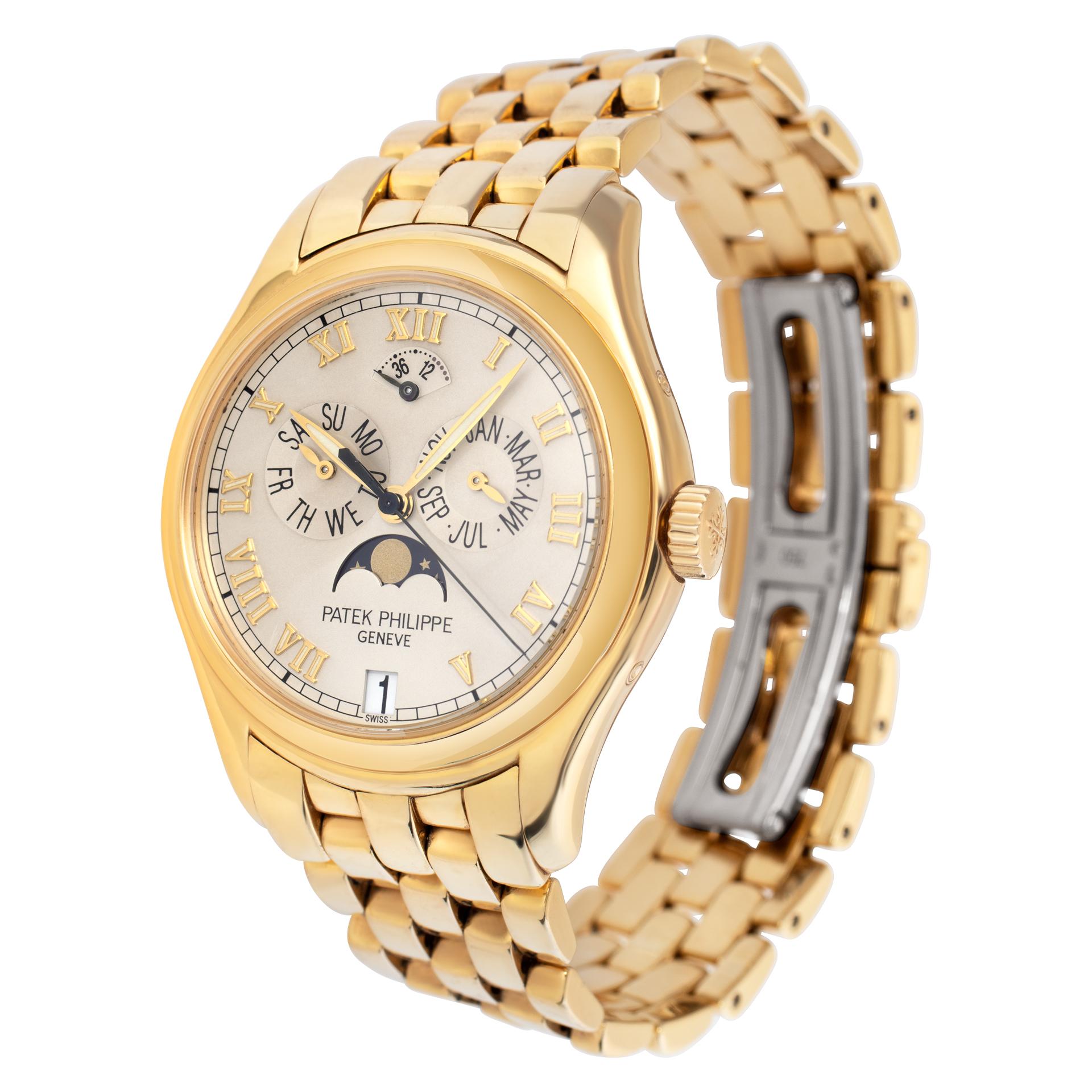 Patek Philippe Annual Calendar in 18k yellow gold. Auto w/ sweep seconds, date, day, month, moonphase and power reserve. 36 mm case size. With box and papers. Ref 5036/1. Fine Pre-owned Patek Philippe Watch. Certified preowned Dress Patek Philippe