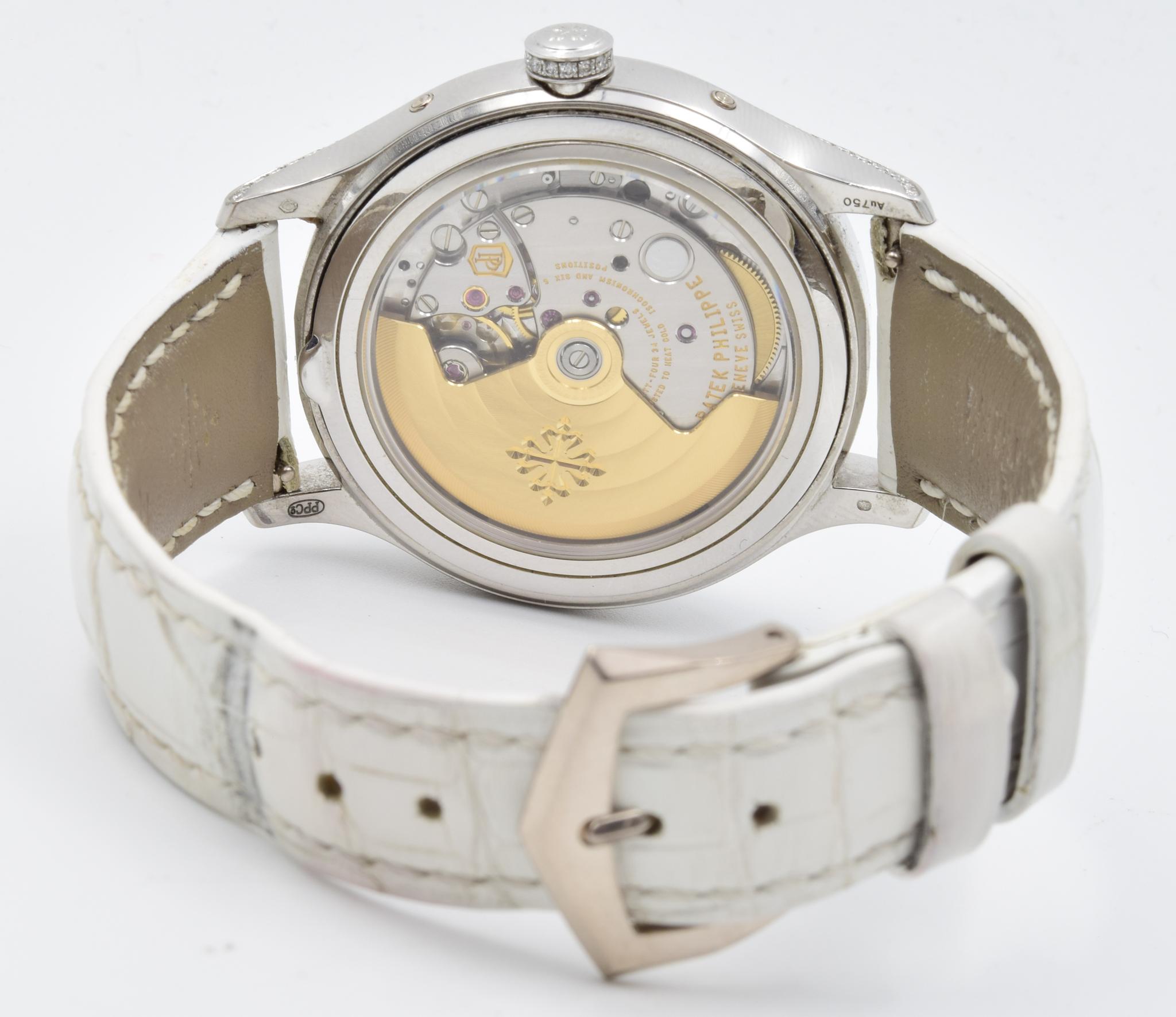 Patek Philippe Annual Calendar 4947G Silver Satin Finished Dial In Good Condition In Carmel, IN
