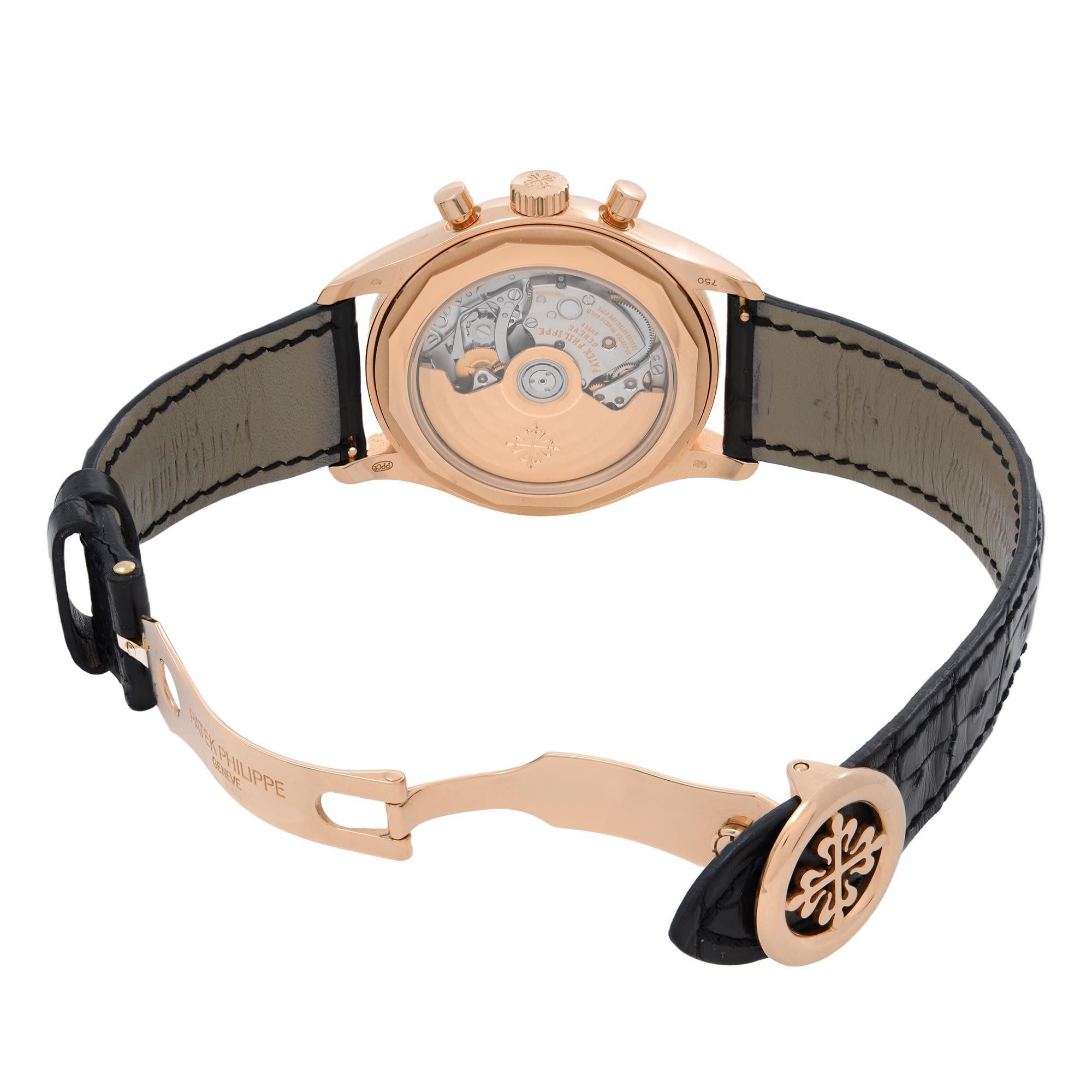 Patek Philippe Annual Calendar Chrono 18K Rose Gold Black Dial Watch 5960R-010 1