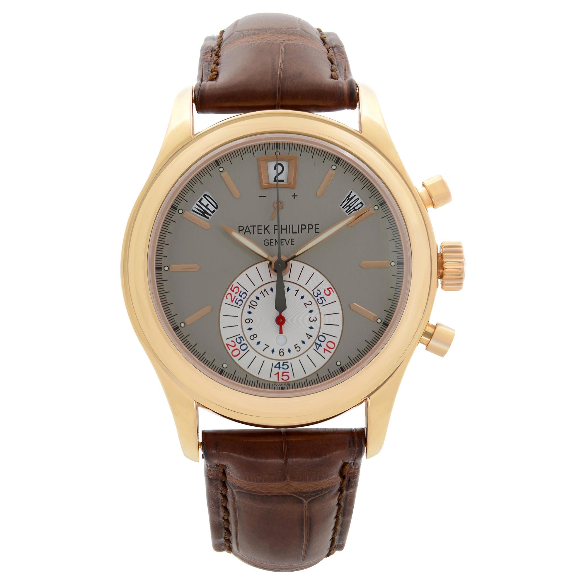 Patek Philippe Annual Calendar Chrono 18k Rose Gold Gray Dial Watch 5960R-001