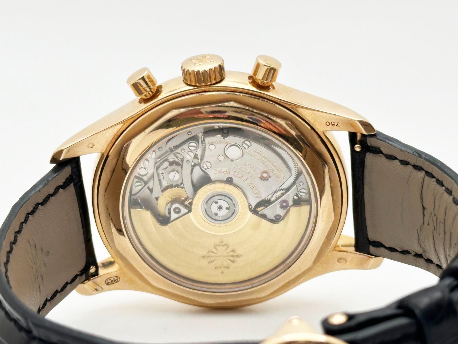 Patek Philippe Jahreskalender Chronograph 5960R-010 18K Rose Gold Box Papier Herren im Angebot