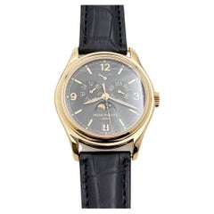 18 Karat Gelbgold, Patek Philippe Jahreskalender Mondphase 5146J, graues Zifferblatt