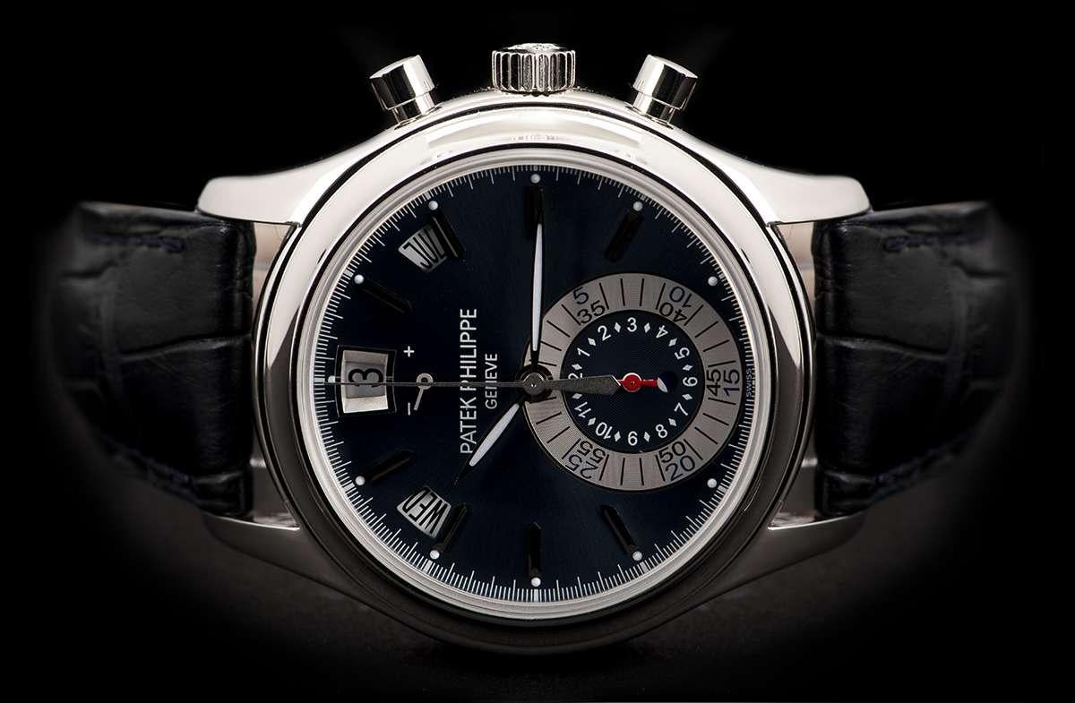 Men's Patek Philippe Annual Calendar Platinum Blue Dial 5960P-015 Automatic Wristwatch