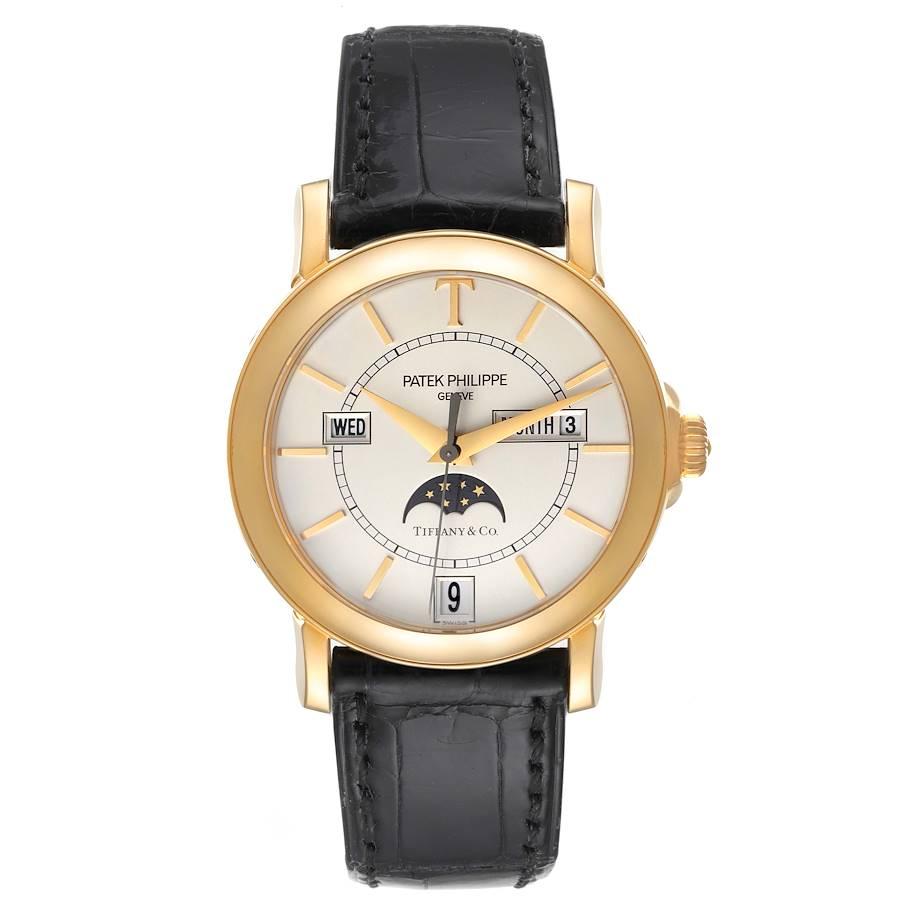 Patek Philippe Annual Calendar Tiffany LE Yellow Gold Watch 5150 Box Papers. Automatic movement. Rhodium-plated, fausses cotes decoration, straight-line lever escapement, Gyromax balance adjusted to heat, cold, isochronism and 5 positions, shock