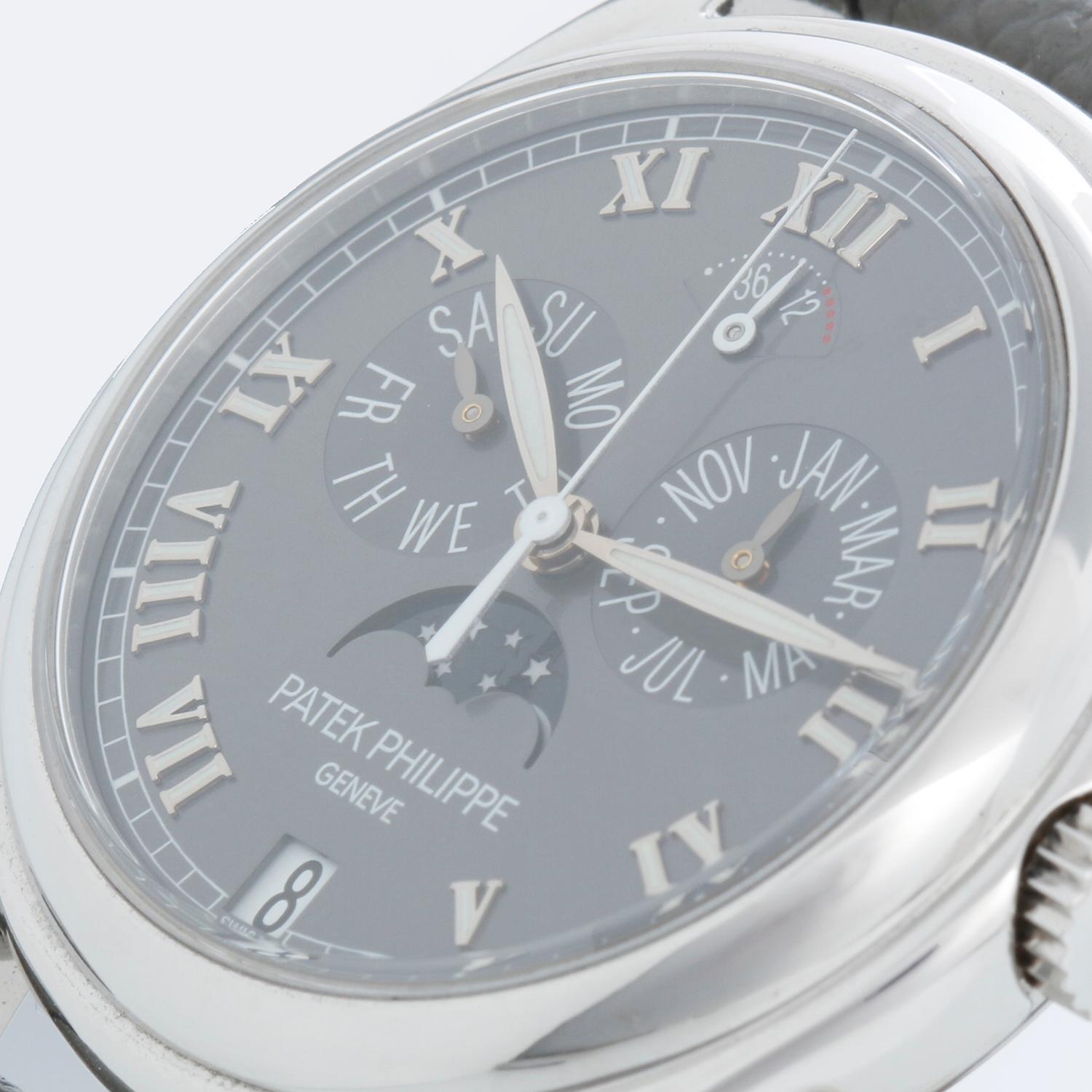 Patek Philippe Annual Men's Platinum Automatic Moonphase Watch 5056P (or 5056-P) In Excellent Condition In Dallas, TX