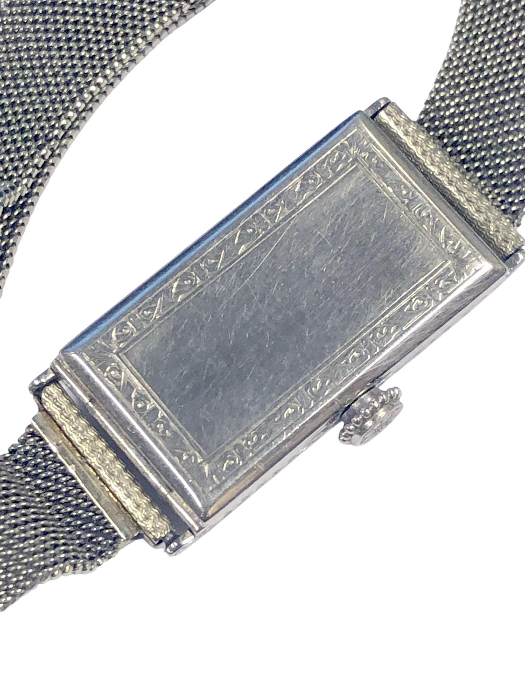 Patek Philippe Antike Art Deco Platin Diamant Saphir Damen Armbanduhr (Art déco) im Angebot