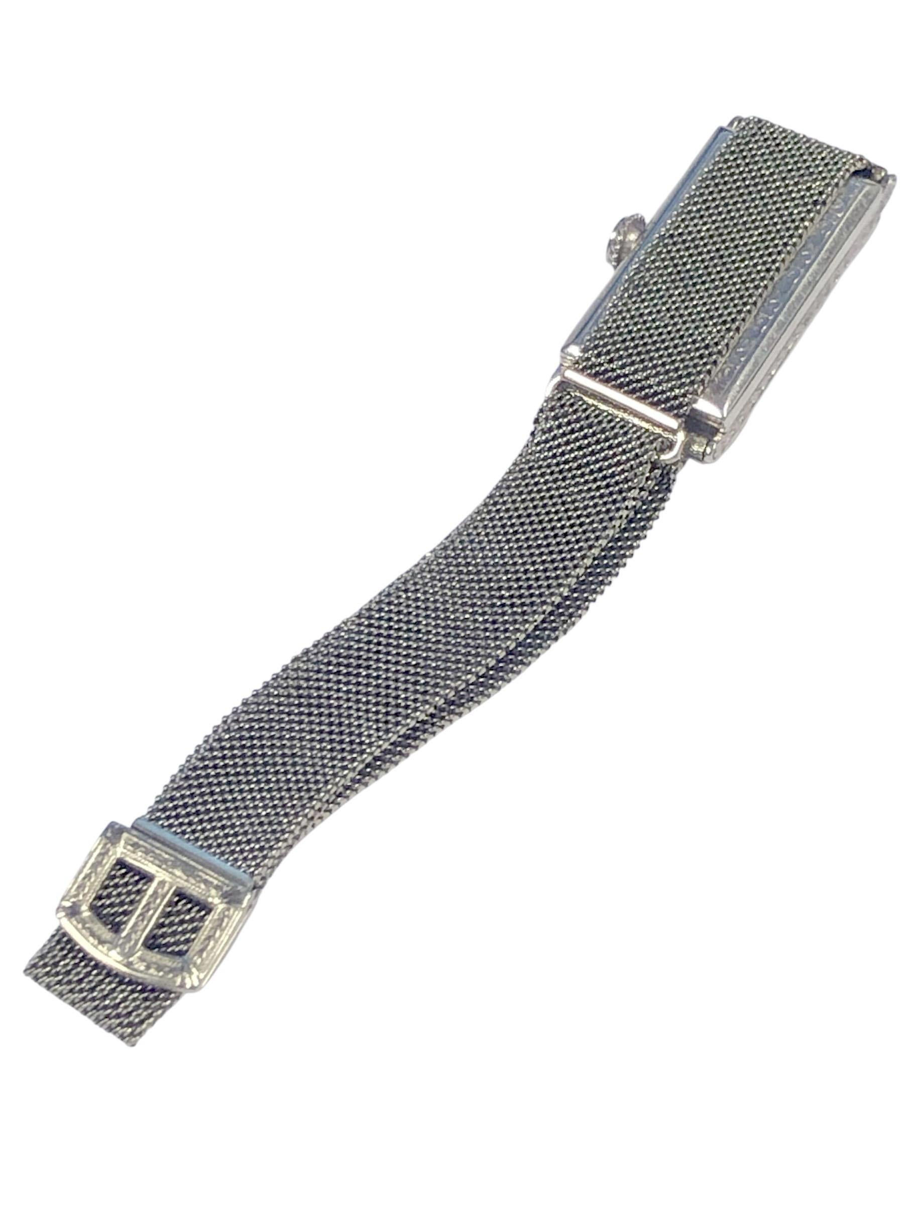 Patek Philippe Antike Art Deco Platin Diamant Saphir Damen Armbanduhr im Angebot 2