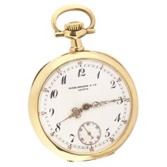 Patek Philippe Montre de poche ancienne en or jaune et porcelaine avec cadran