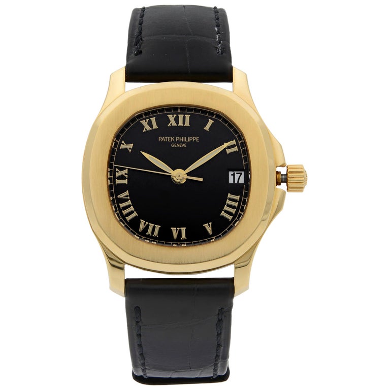 Patek Philippe Aquanaut 18k Yellow Gold Black Dial Automatic Men Watch 5060j 001 At 1stdibs