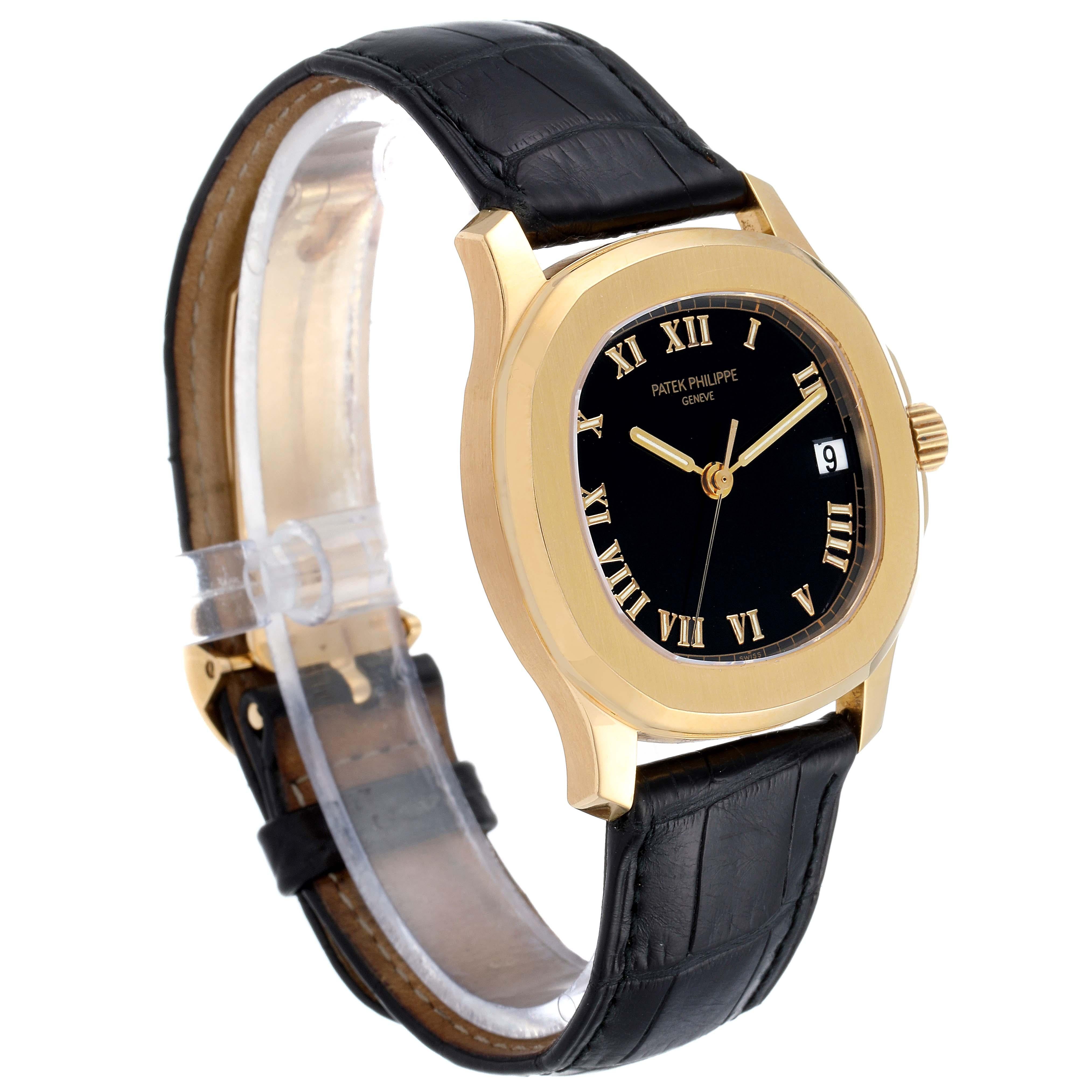 Patek Philippe Aquanaut 18k Yellow Gold Black Dial Mens Watch 5060J In Excellent Condition In Atlanta, GA