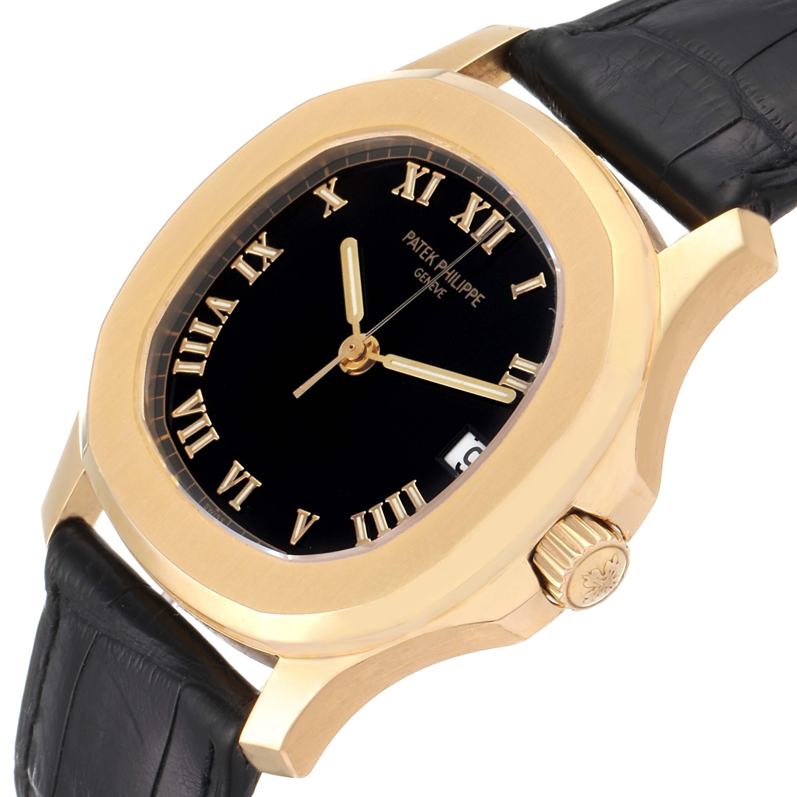 Patek Philippe Aquanaut 18k Yellow Gold Black Dial Mens Watch 5060J 1