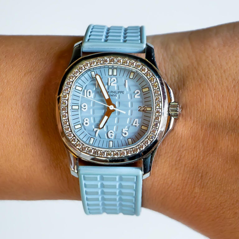 Patek Philippe Aquanaut Baby Blue Ladies Watch with 46 Diamonds at ...