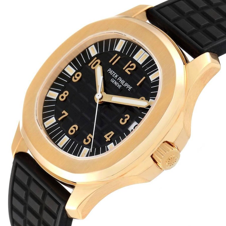 Patek Philippe Aquanaut Jumbo Yellow Gold Black Dial Mens Watch 5065 For Sale At 1stdibs