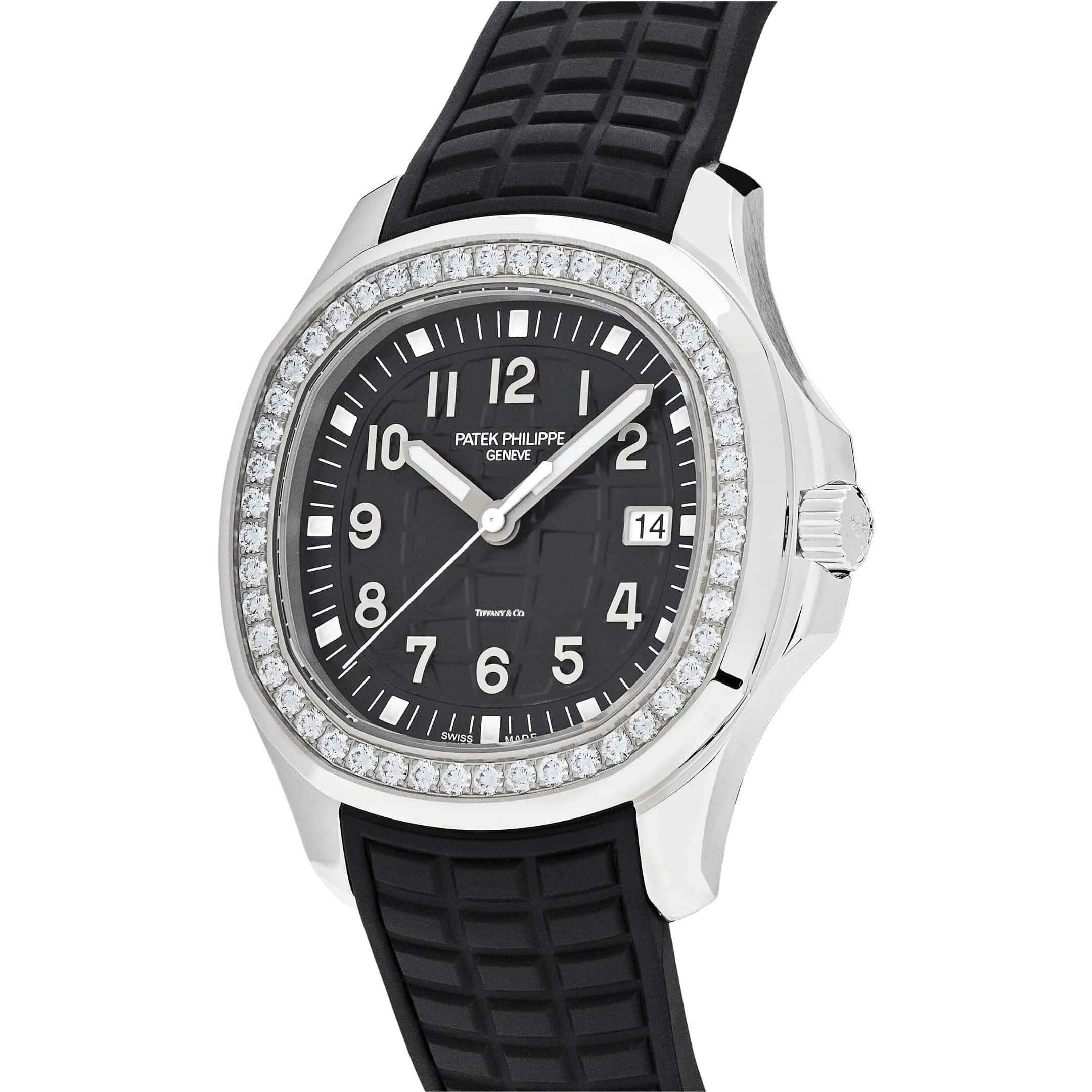 Round Cut Patek Philippe Aquanaut Luce 5267/200A-001 Tiffany & Co. Black Dial Diamond For Sale