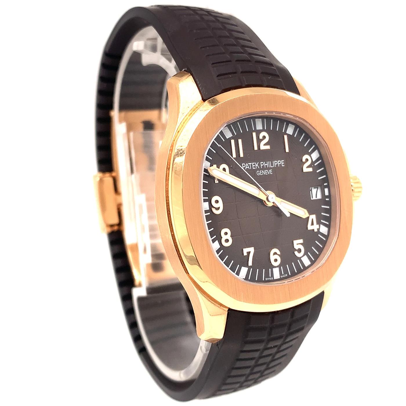 Patek Philippe Aquanaut Rose Gold Brown Dial Rubber Strap Watch 5167R-001 5