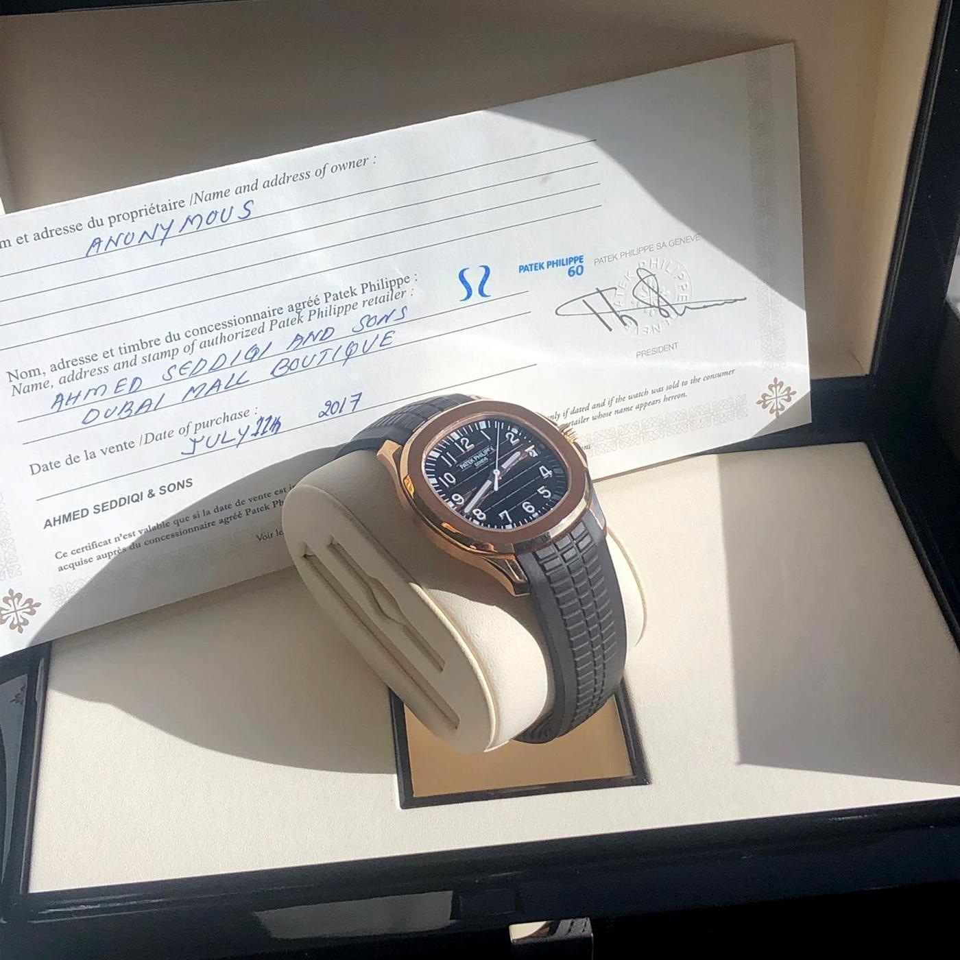 Patek Philippe Aquanaut Rose Gold Brown Dial Rubber Strap Watch 5167R-001 6
